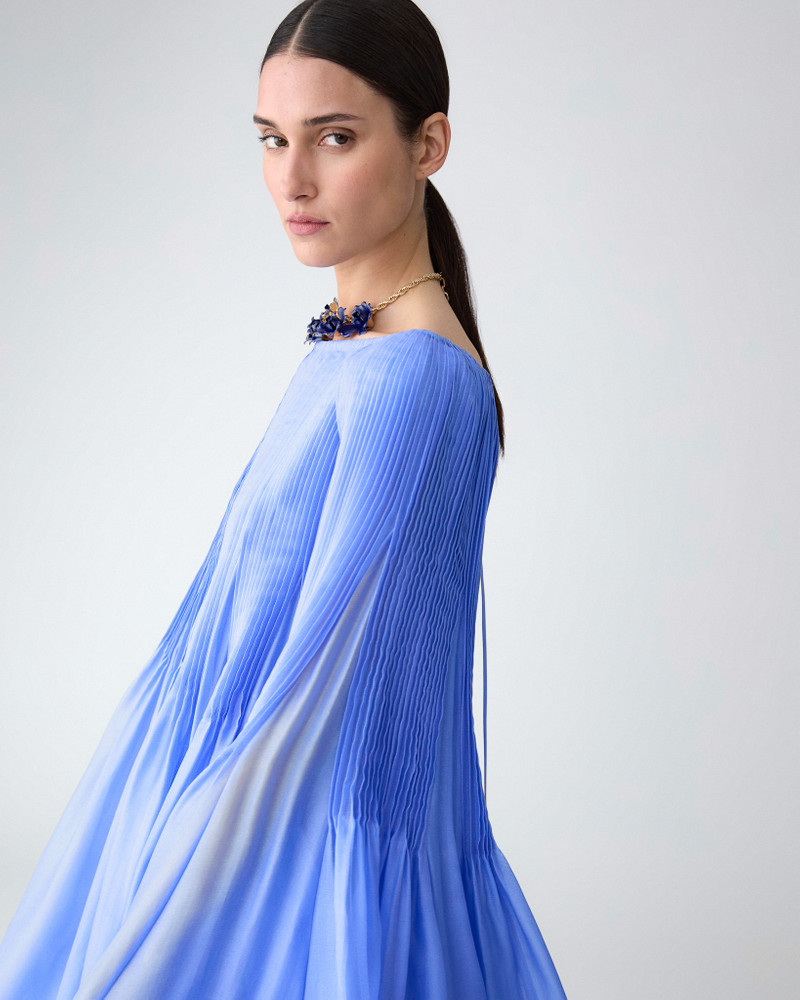 Pintucked Organza Cape Gown 4