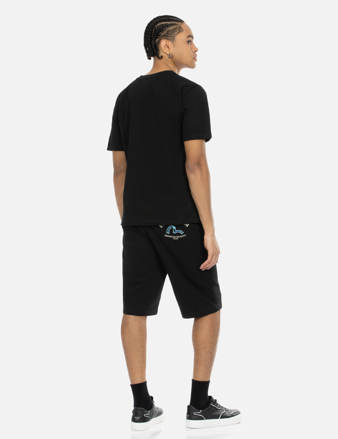 RIBBON SEAGULL AND LOGO PRINT REGULAR FIT SWEAT SHORTS - 3
