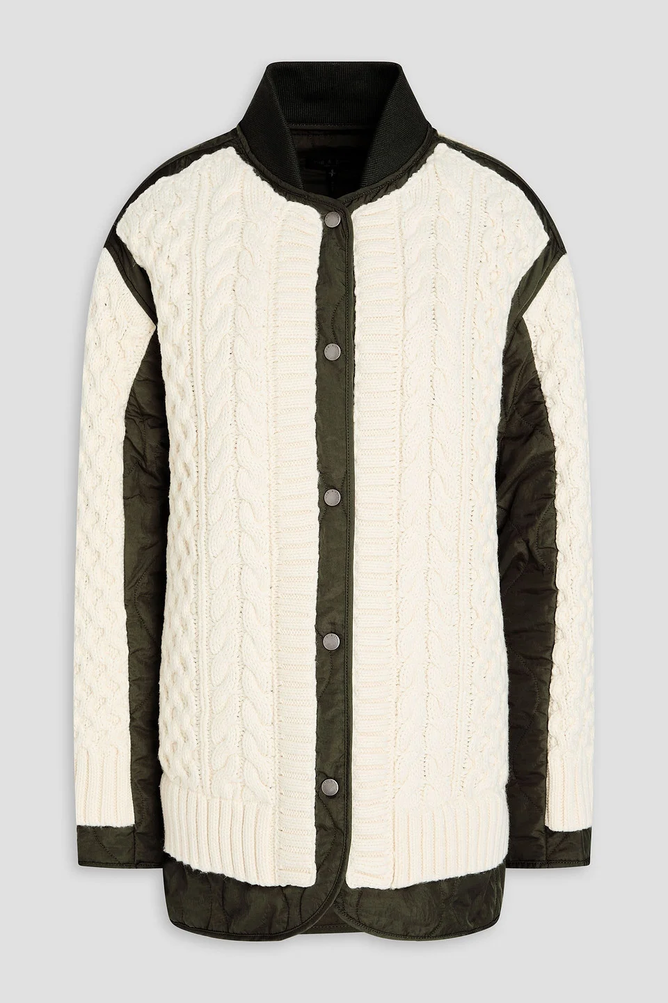Winnie shell-paneled cable-knit cotton-blend jacket - 1