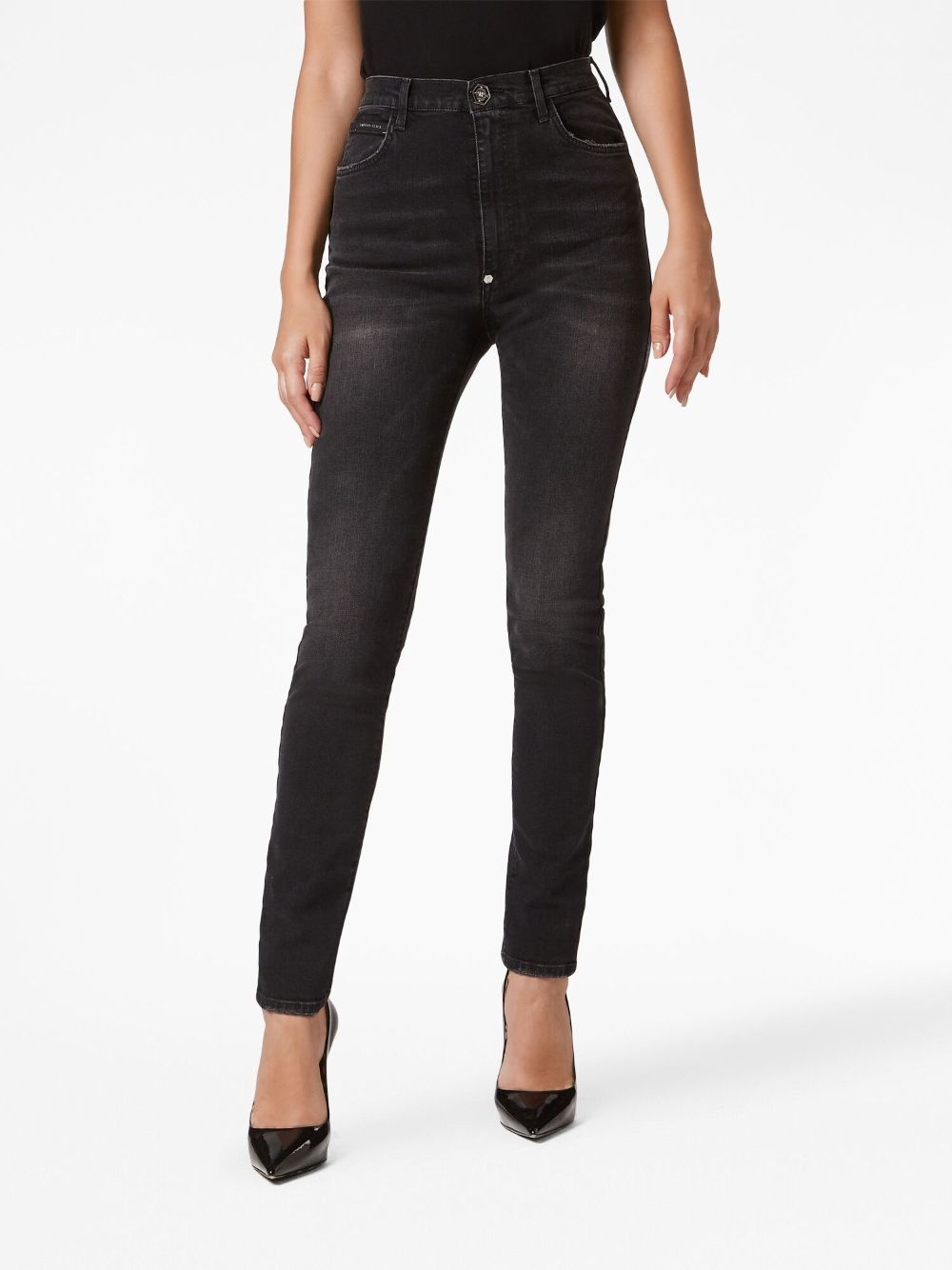 high-rise skinny faded jeans - 3