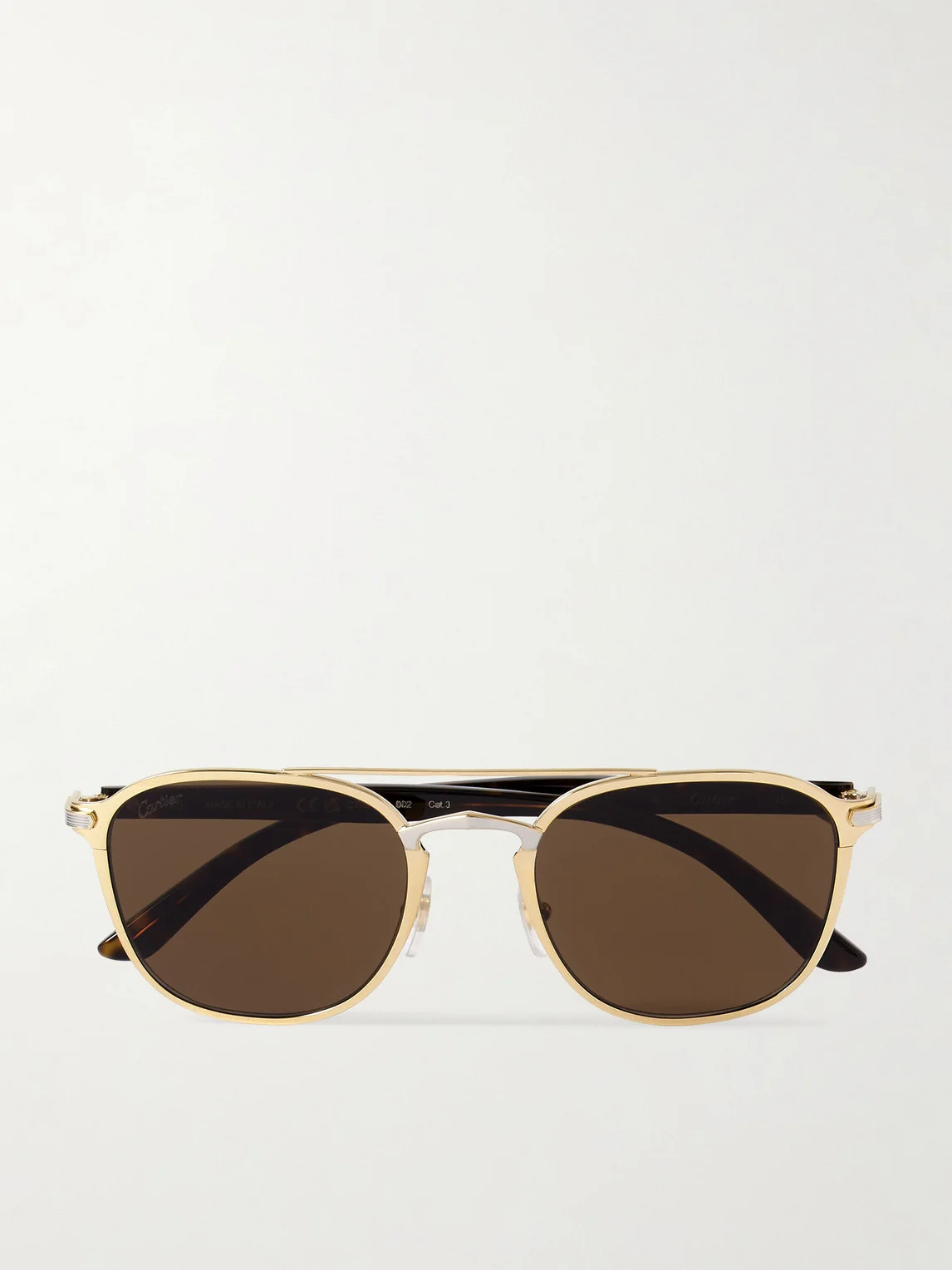 Aviator-Style Gold- and Palladium-Tone and Tortoiseshell Acetate Sunglasses - 1