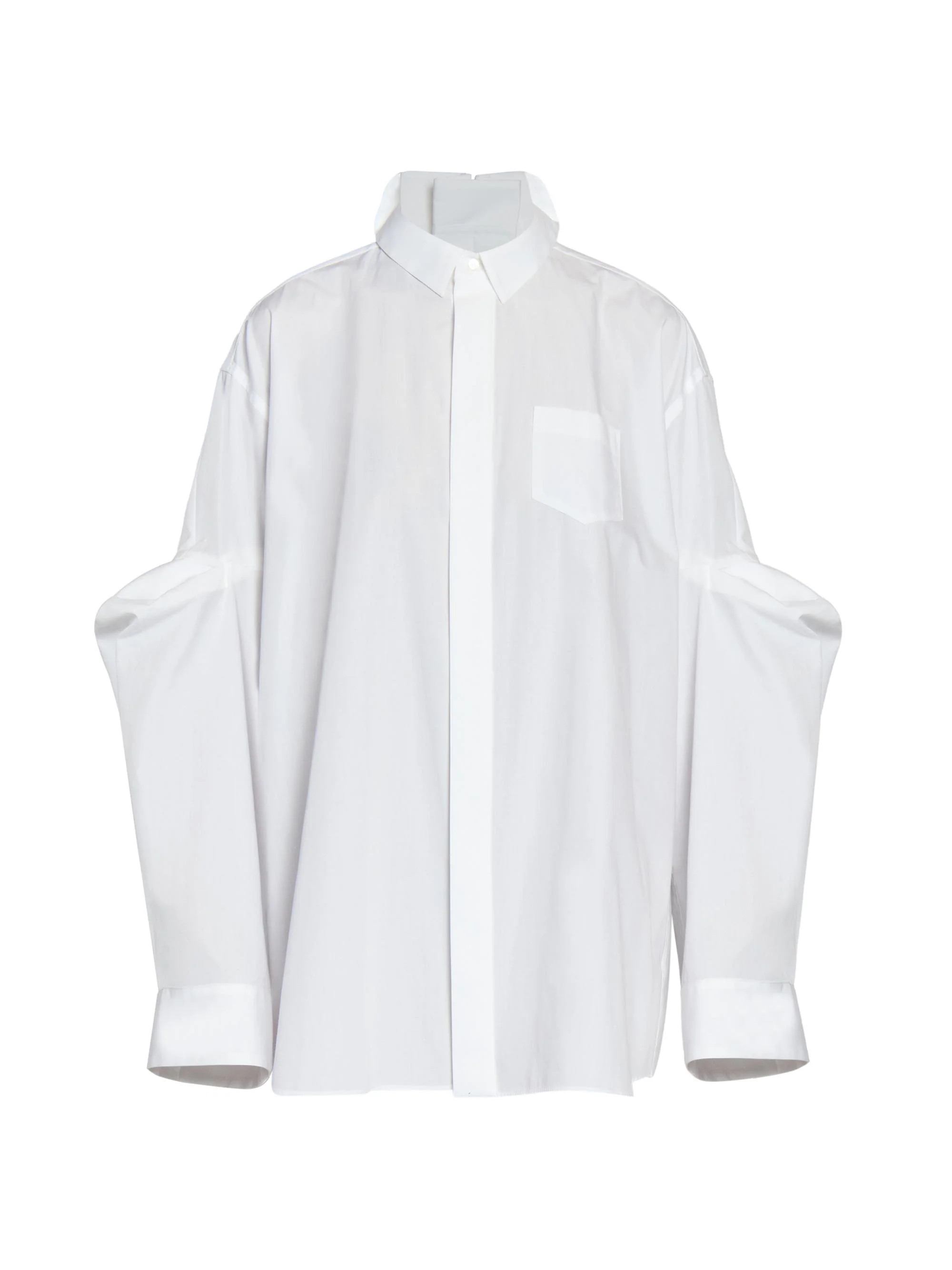 Women's Oversized Balloon-Sleeve Poplin Shirt - Off White - 1