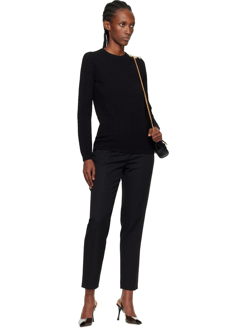 Balmain Black High-Waisted Grain de Poudre Trousers outlook