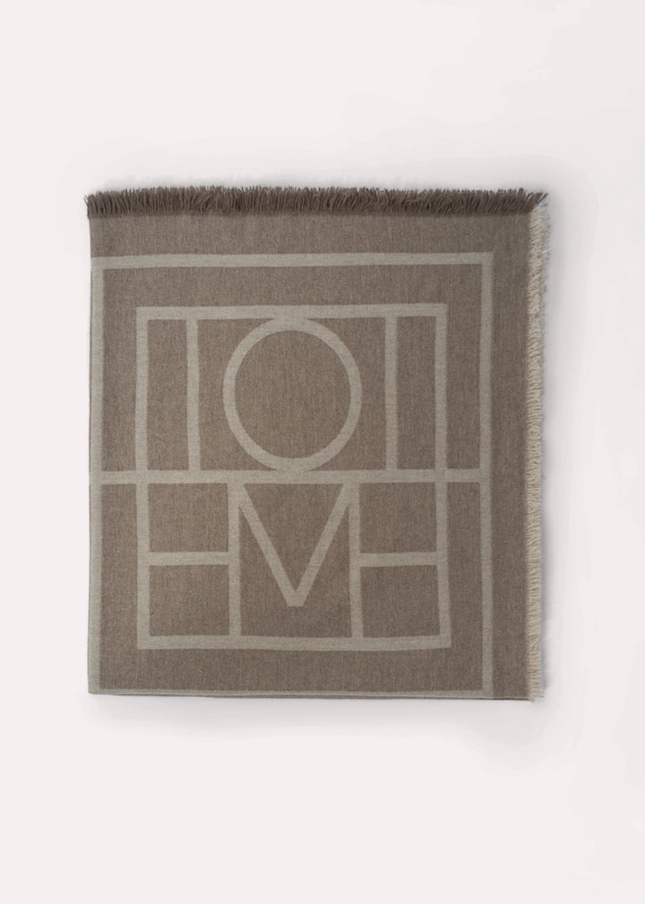 Monogram wool cashmere scarf tobacco monogram - 5
