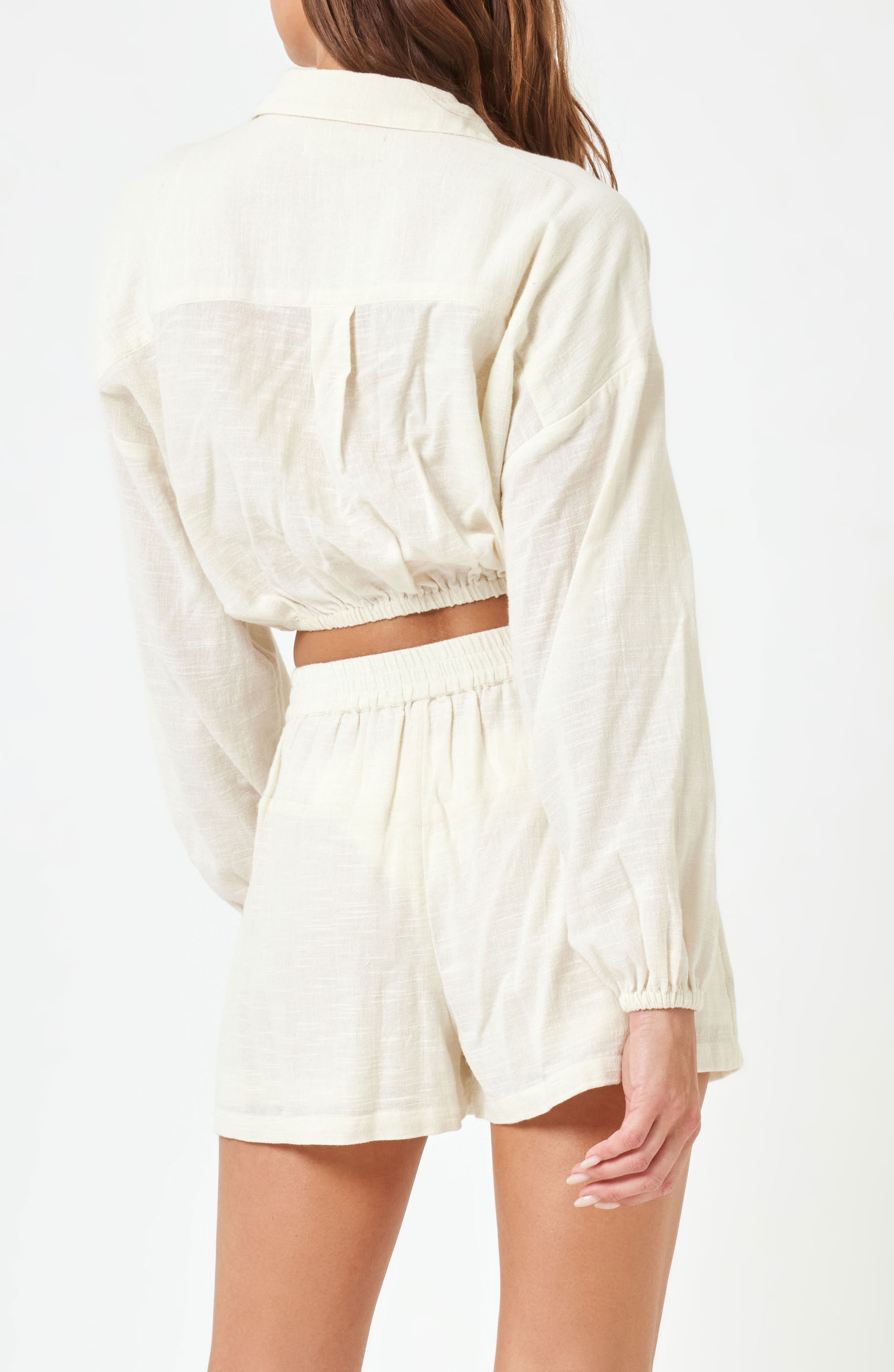 LSPACE Bora Button-Up Cover-Up Crop Top in Cream at Nordstrom - 2