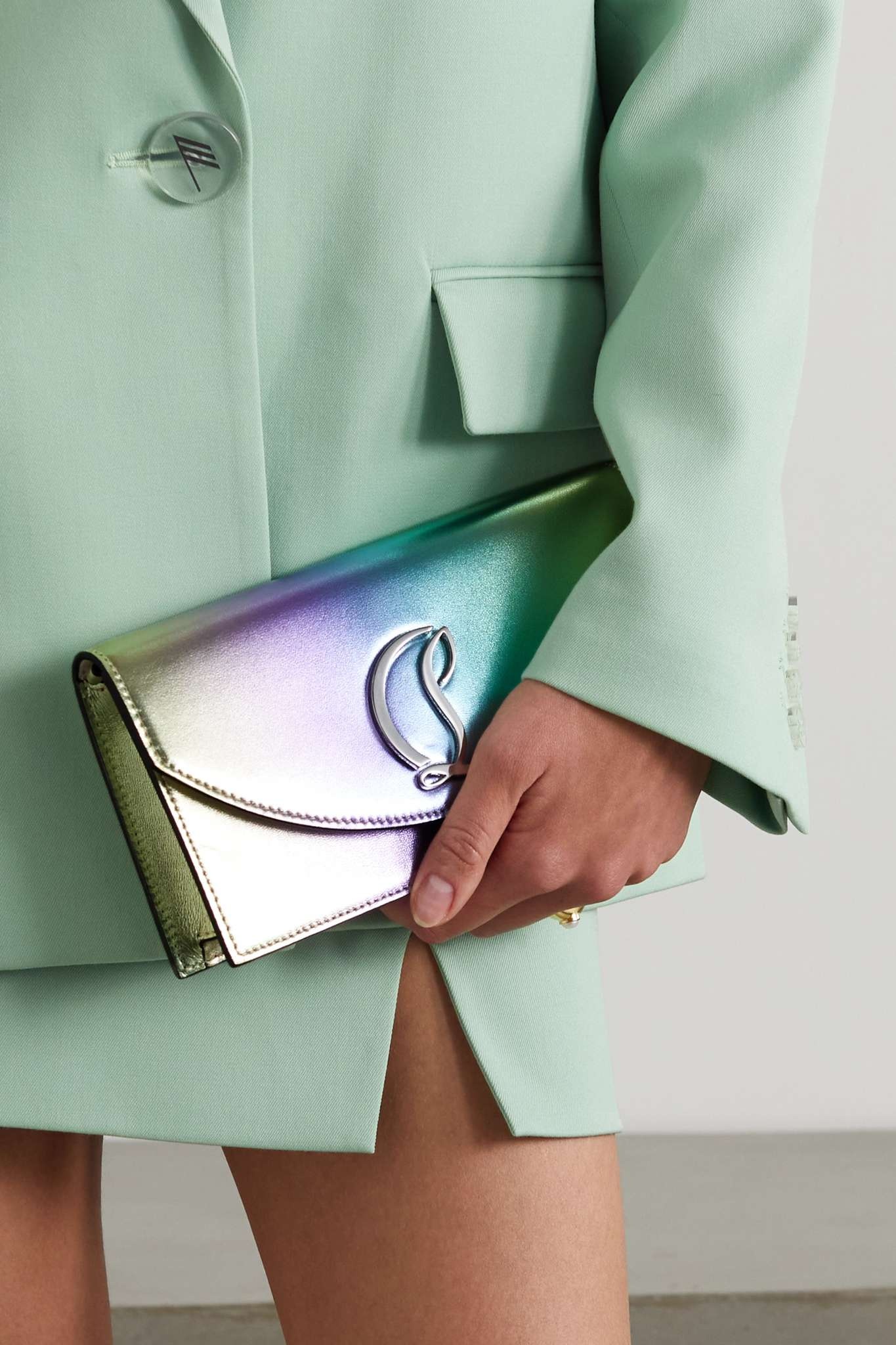 Loubi54 iridescent leather clutch - 2