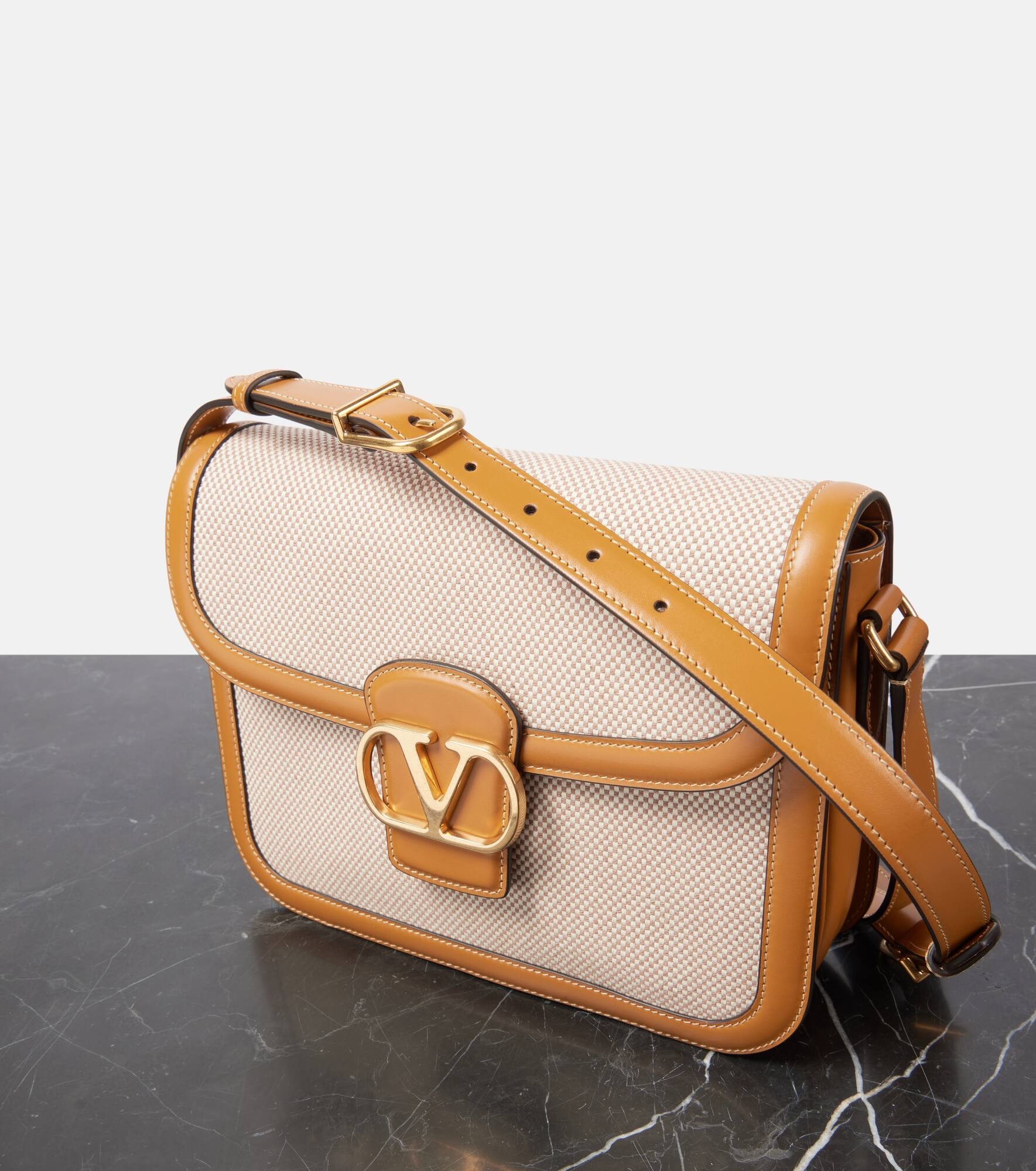 9to5 VLogo Signature canvas shoulder bag - 6
