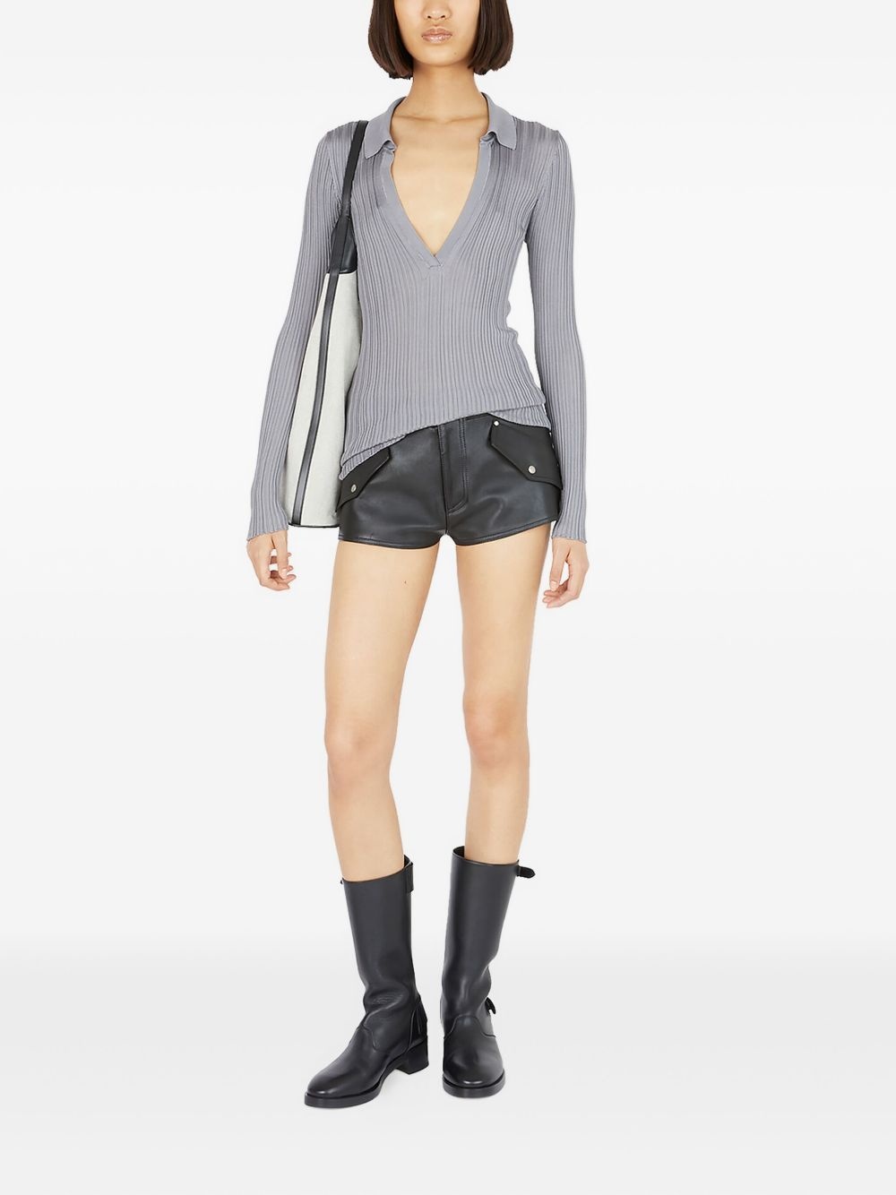 ribbed polo-neck top - 2