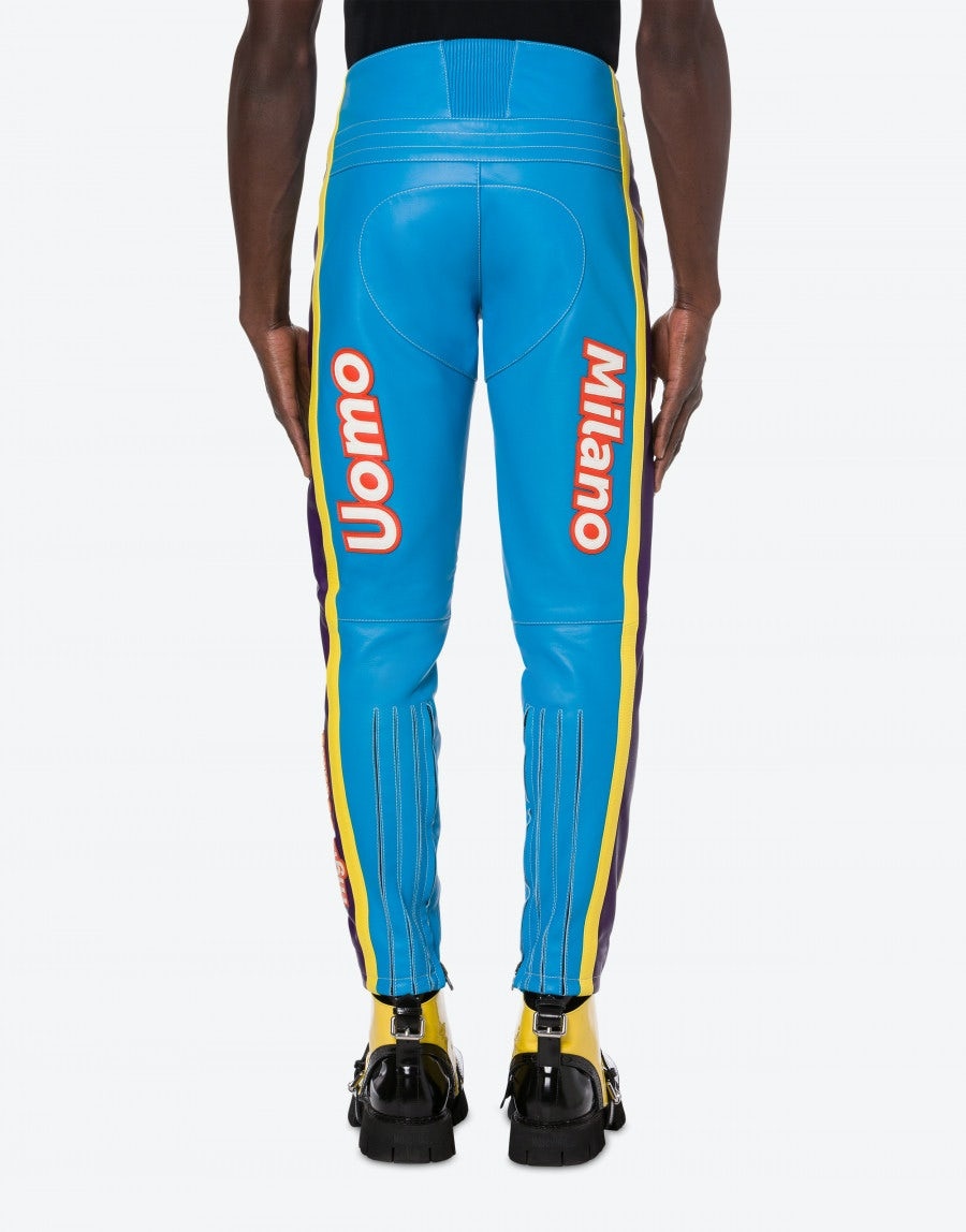 RETRO MOSCHINO LOGO LEATHER TROUSERS - 3