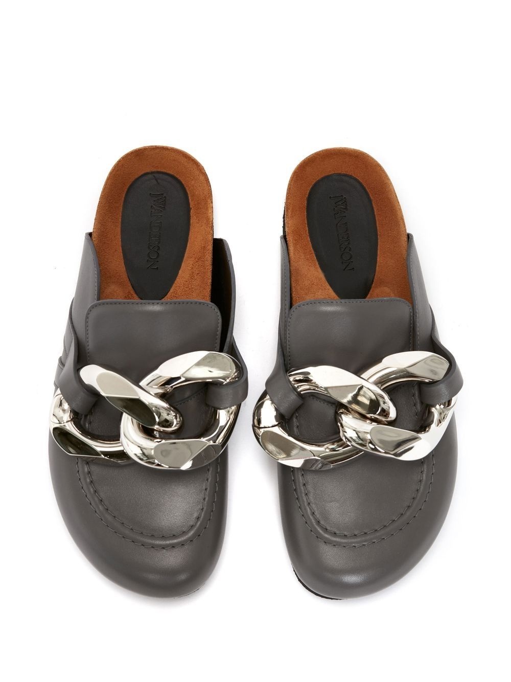 Chain-detail leather loafers - 4