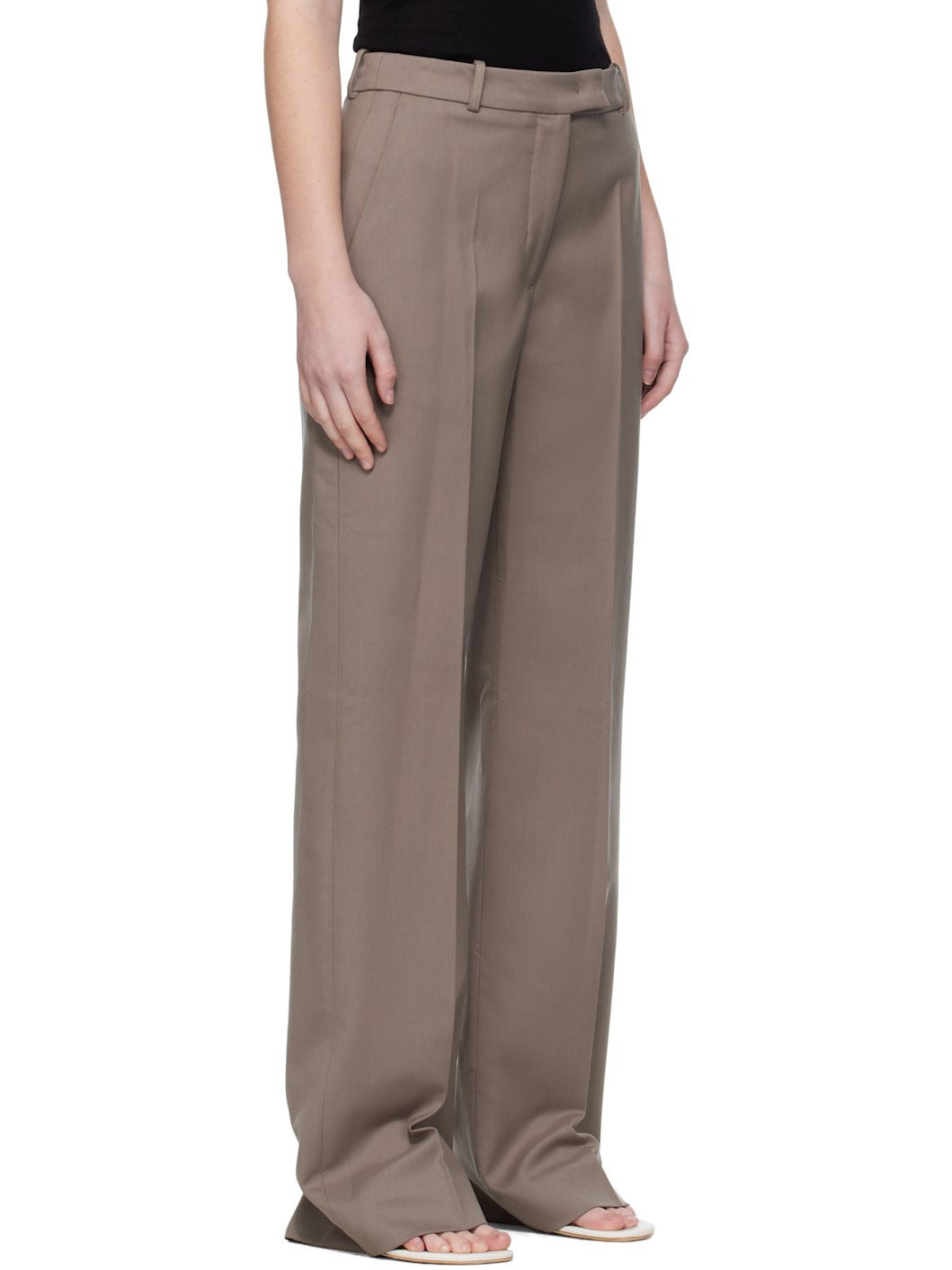 Taupe Lenora Straight Trousers - 2