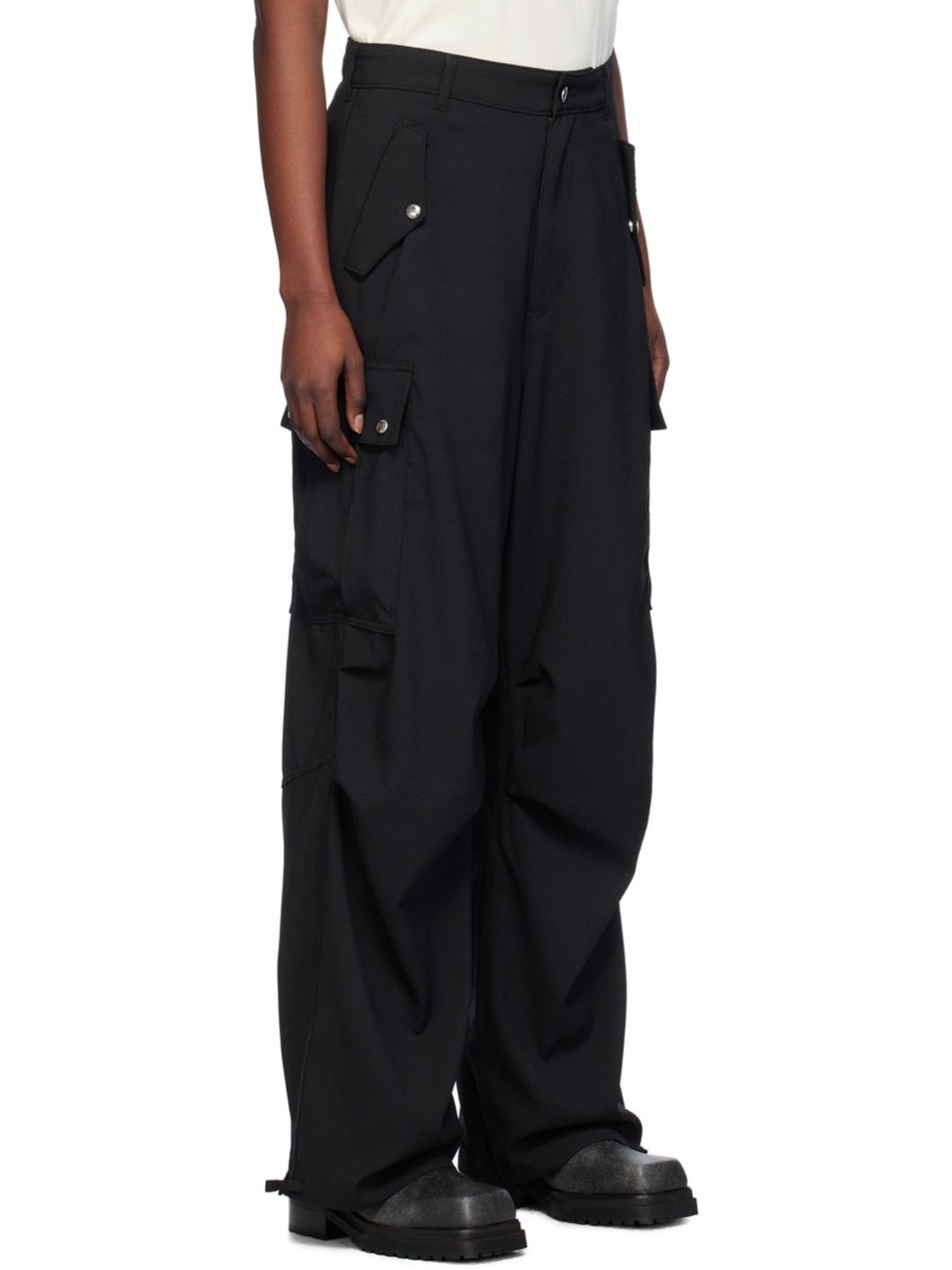 Black Cargo Pocket Trousers - 2