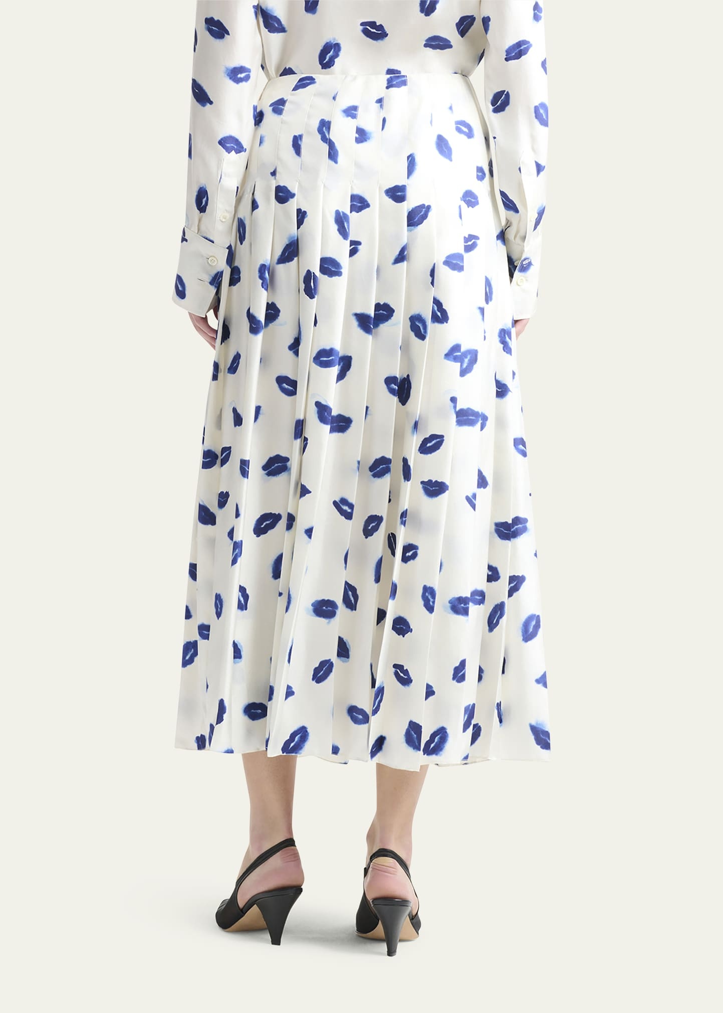 Monti Lip-Print Pleated Maxi Skirt - 3