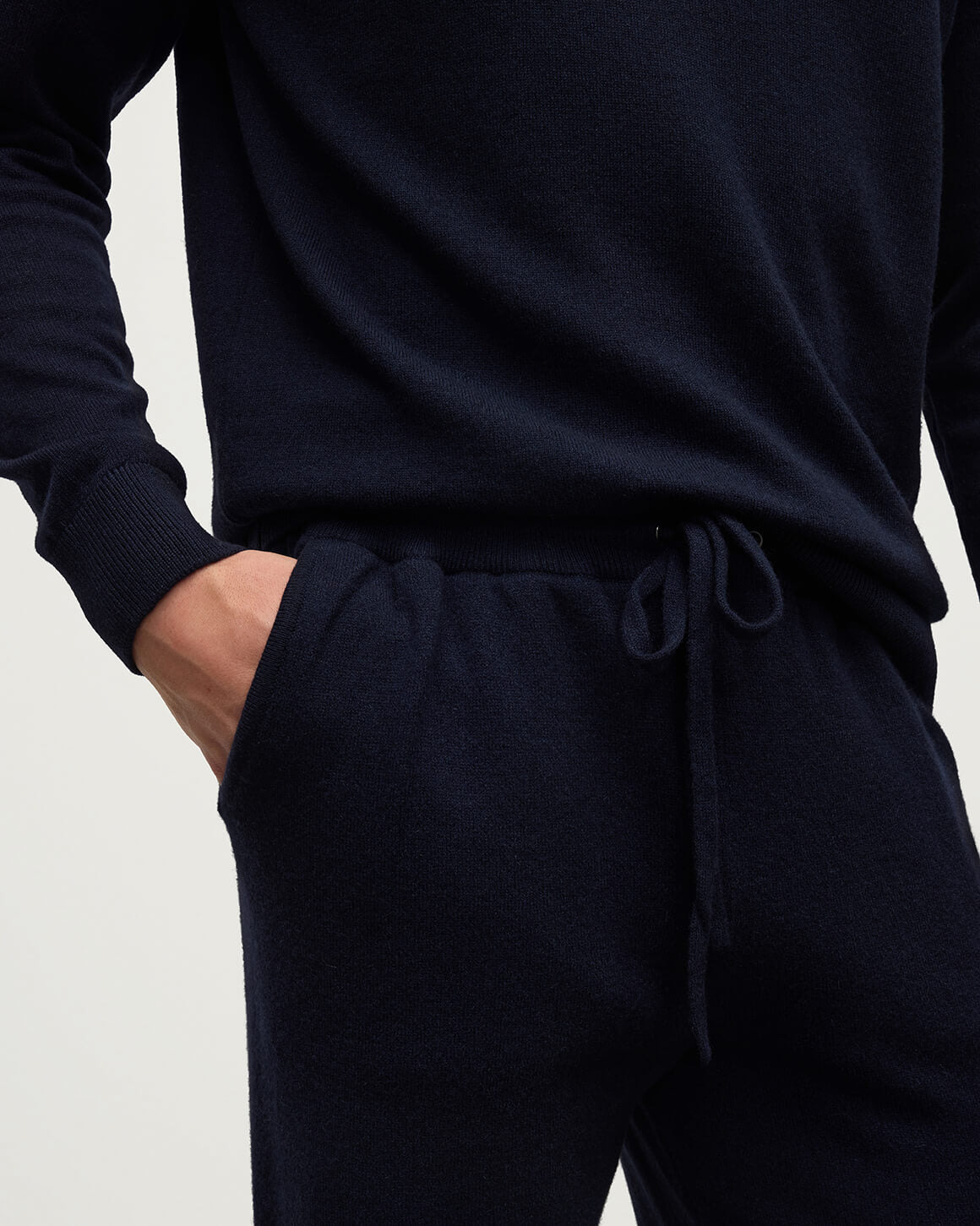 Tapered Cashmere Navy Joggers - 5