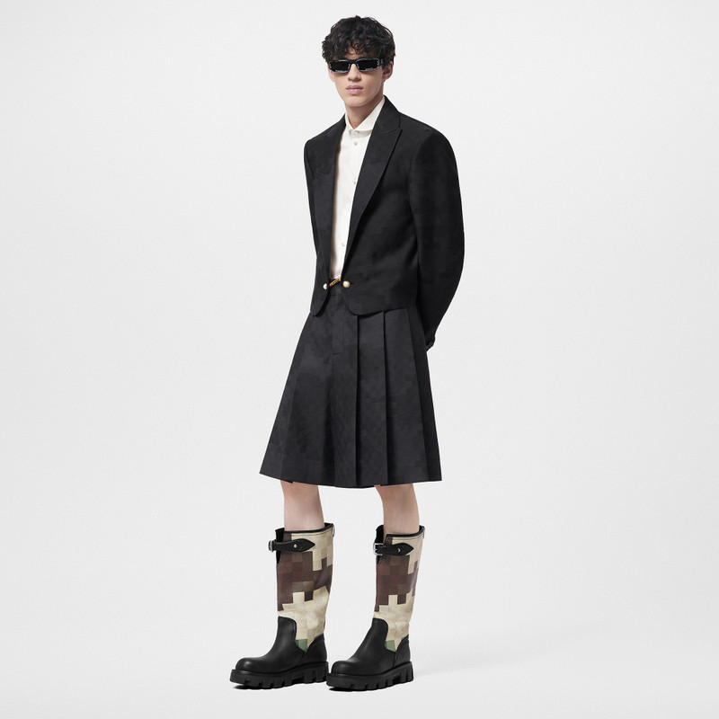Louis Vuitton Pleated Silk And Wool Blend Damier Shorts outlook