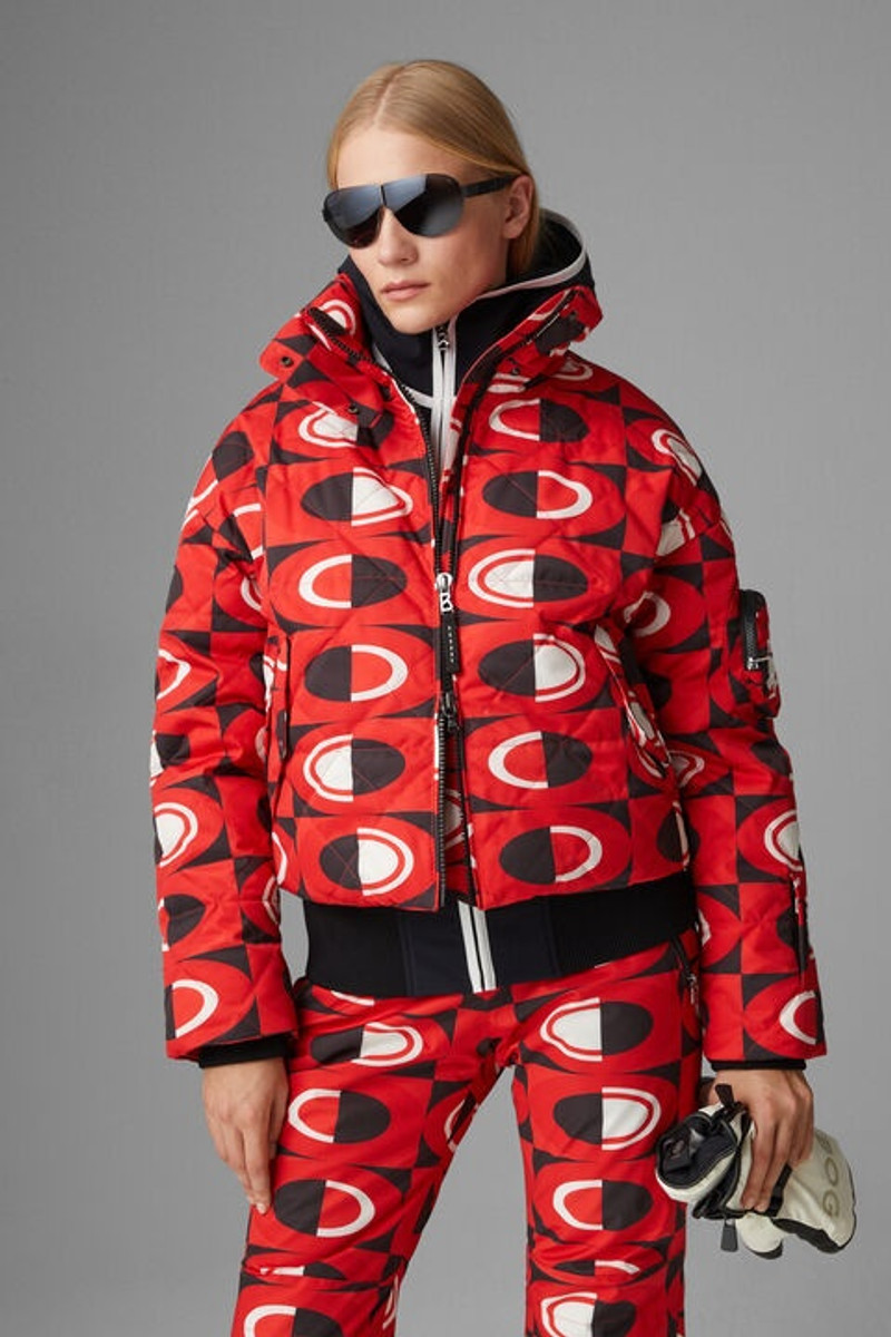 Elani Down ski jacket in Red/Black 2