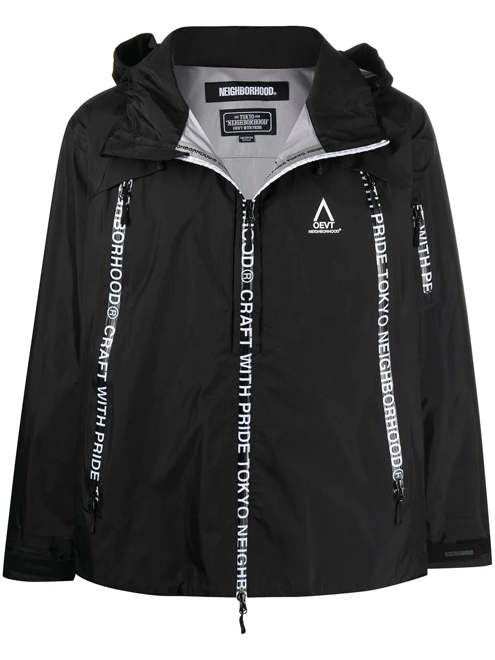 logo tape rain jacket - 1