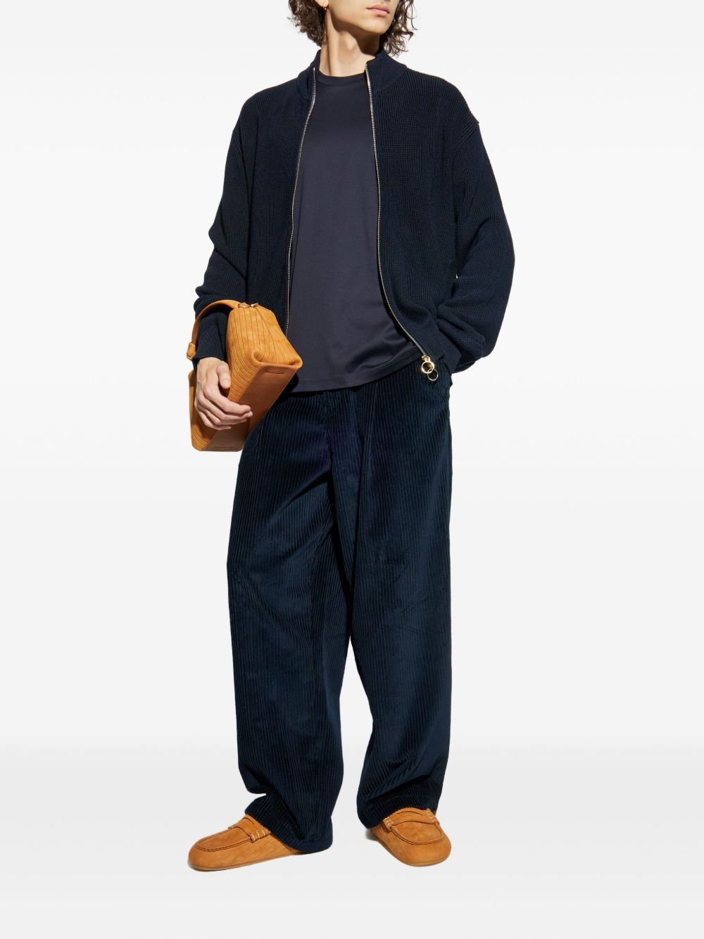 ribbed zip-up cardigan - 2