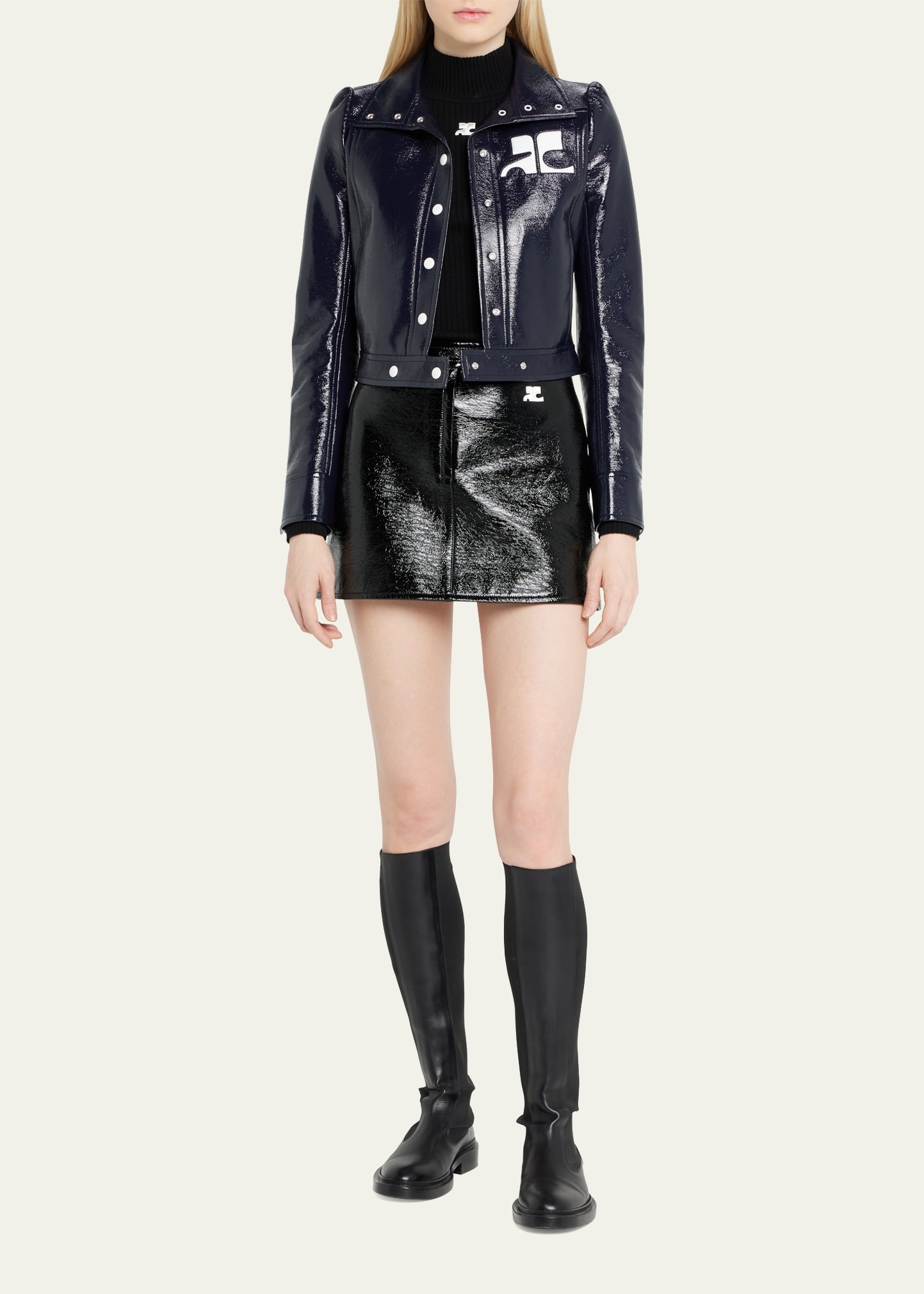 Textured Vinyl Crop Jacket - 2