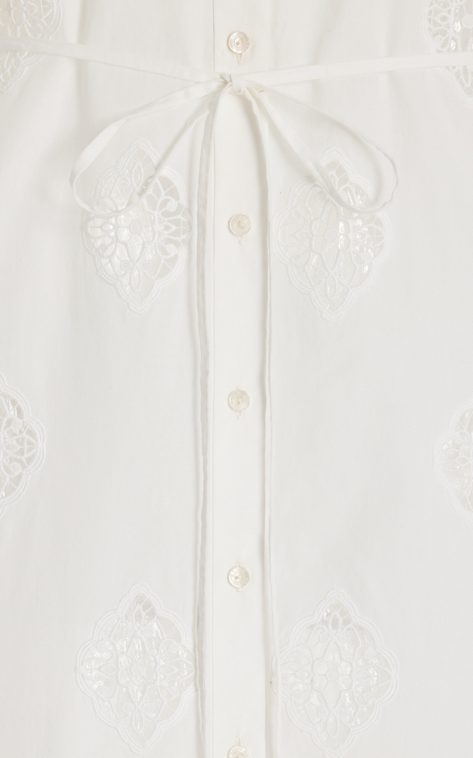 Embroidered Cotton-Blend Midi Shirt Dress white - 5