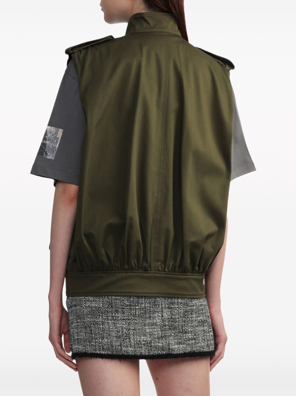 logo-embroidered cotton gilet - 4