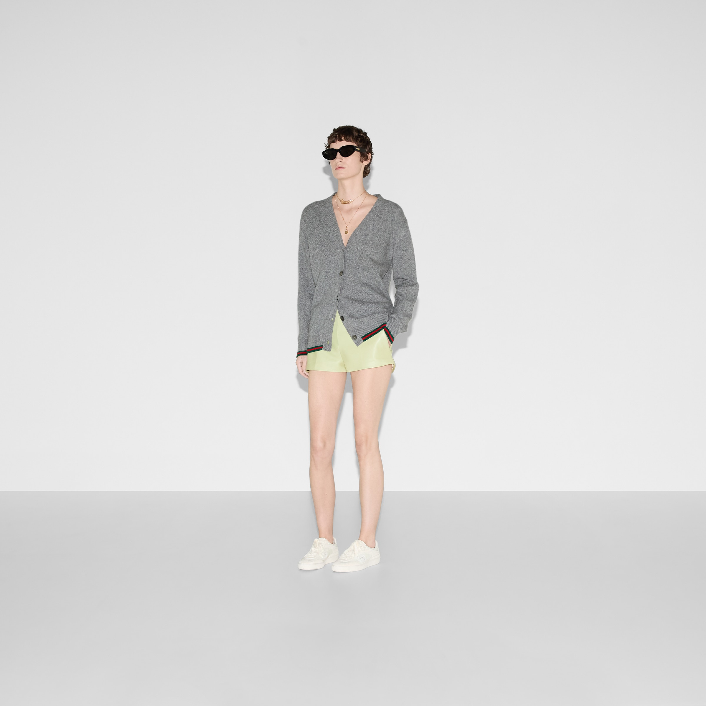 Wool and cashmere cardigan with Web - 2
