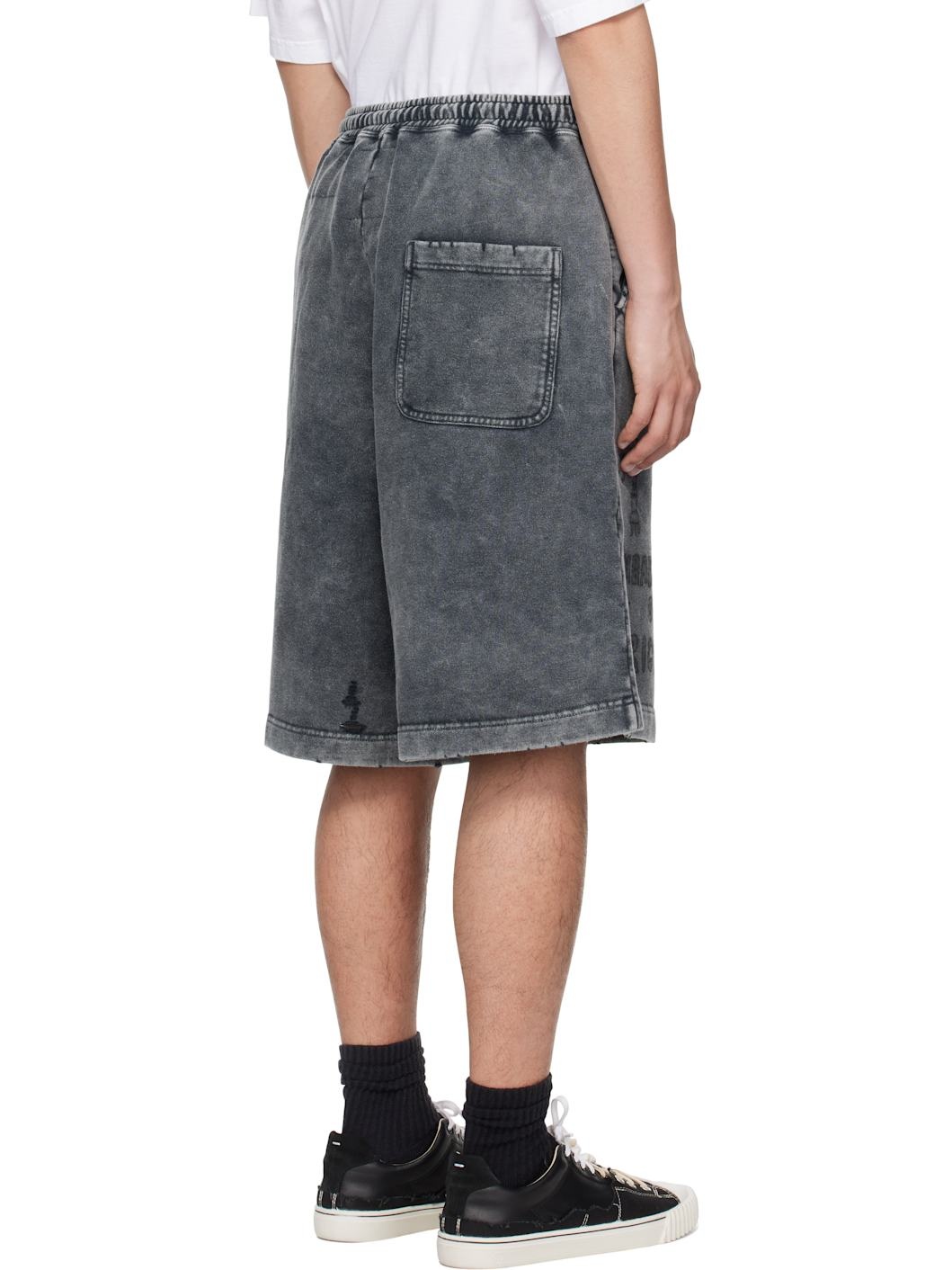 Black Bleached Graffiti Print Sweat Shorts - 3