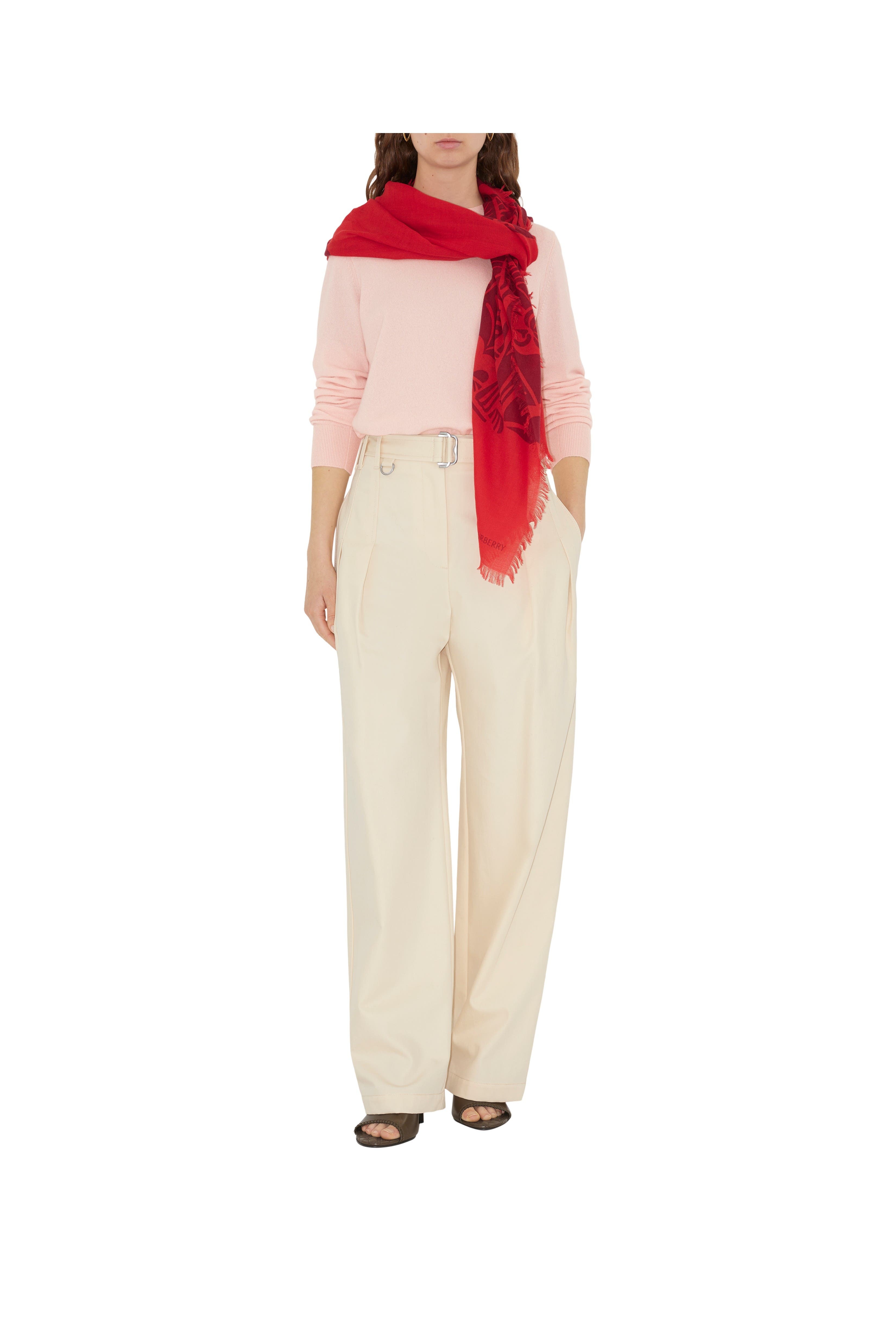 burberry Wide EKD Wool Scarf in Oxblood at Nordstrom - 3