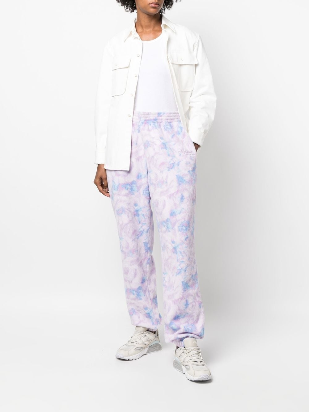 textured floral-print track pants - 3