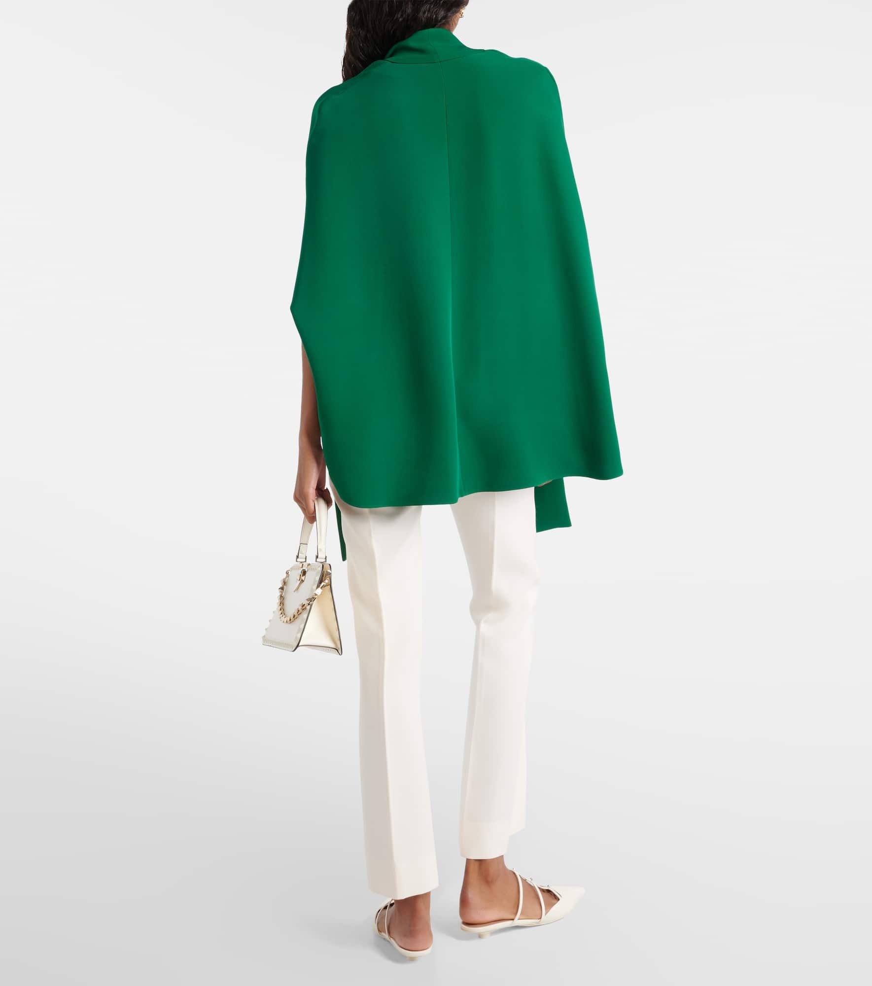 Caped tie-neck silk blouse - 3