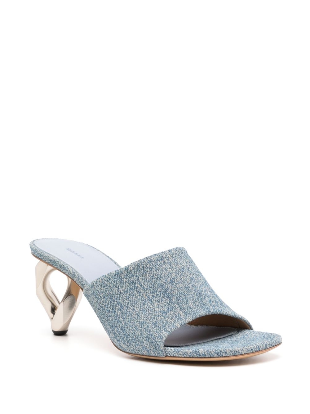 80mm chain-heel leather mules - 2