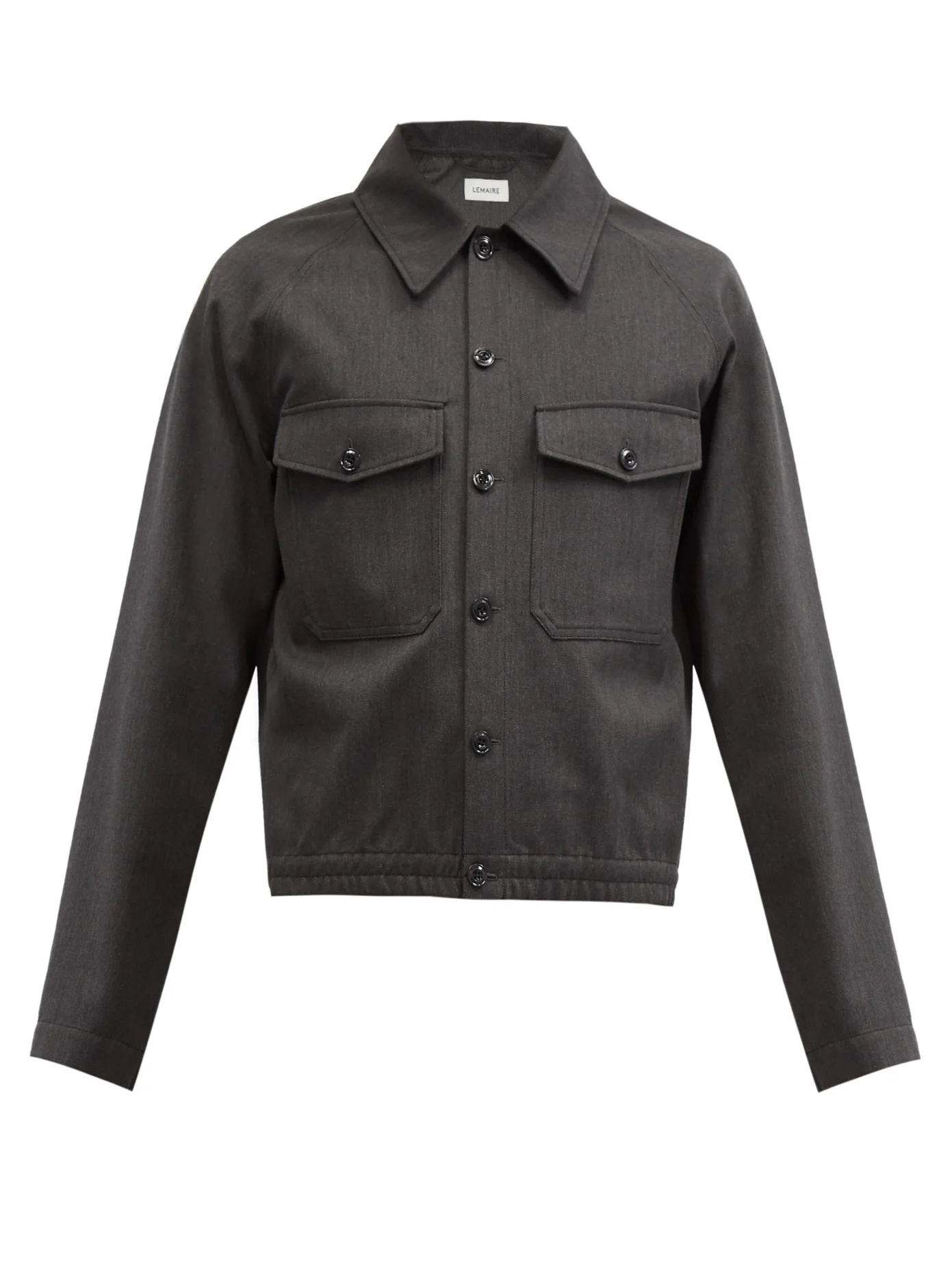 Point-collar elasticated-hem shirt jacket - 1