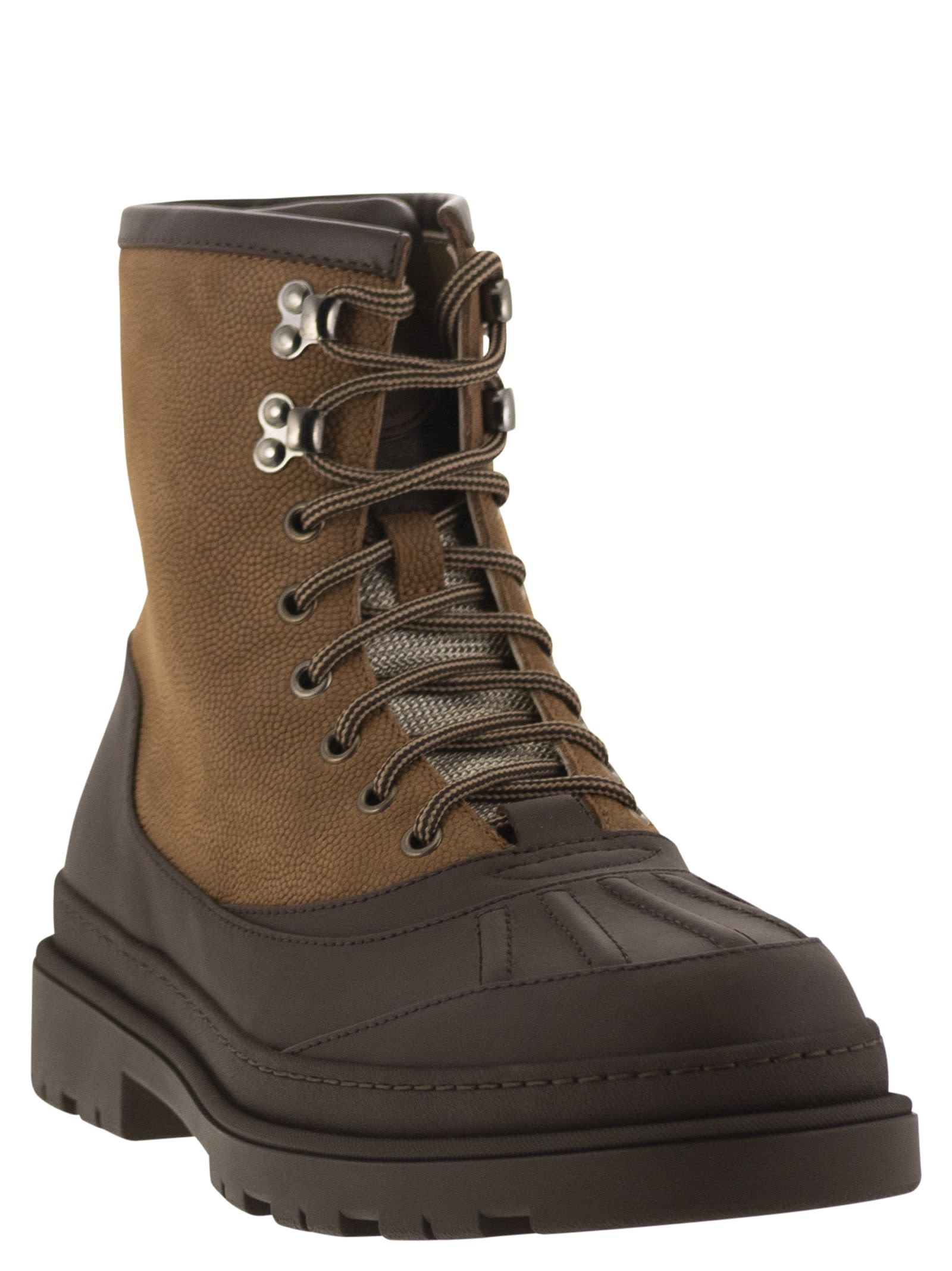 Brunello Cucinelli Men Duck Boot In Suede And Rubberised Calf Leather - 2