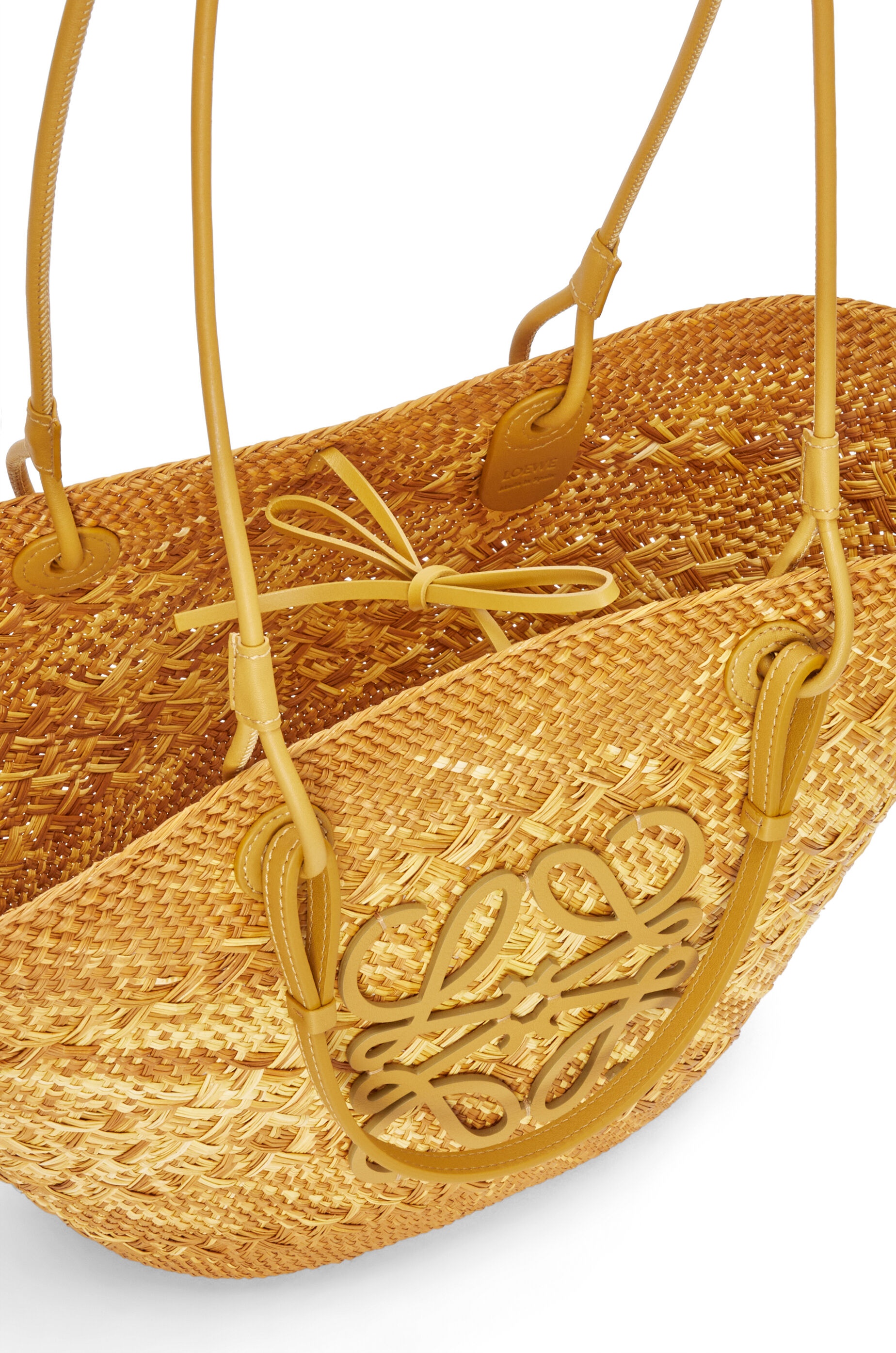Anagram basket bag in iraca palm and calfskin - 5