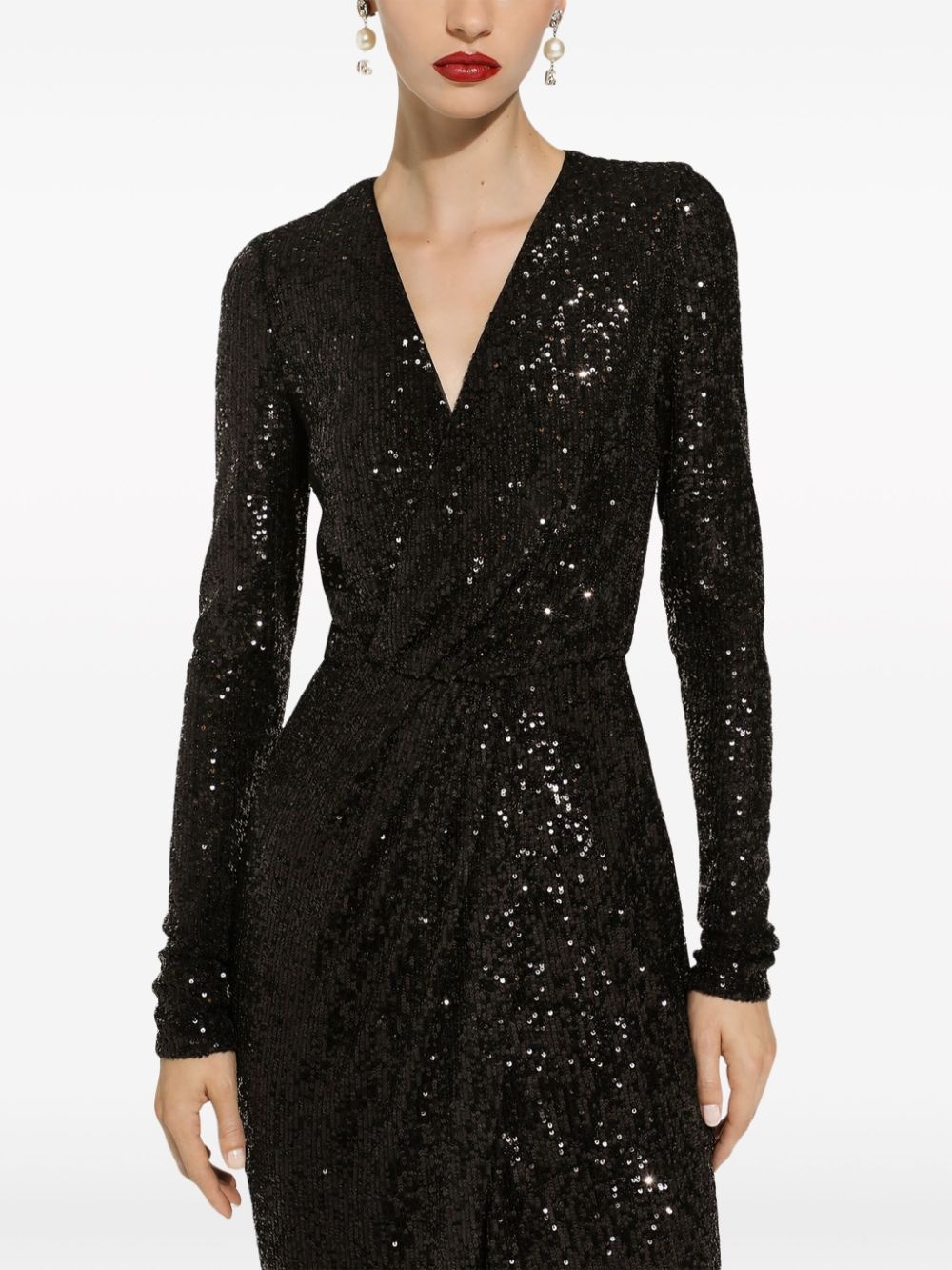 sequin-embellished V-neck minidress - 5