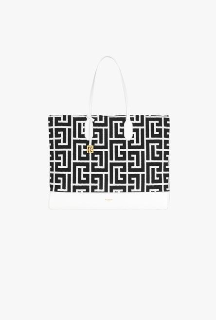 Large-sized bicolor white and black jacquard Folded Shopping bag - 4