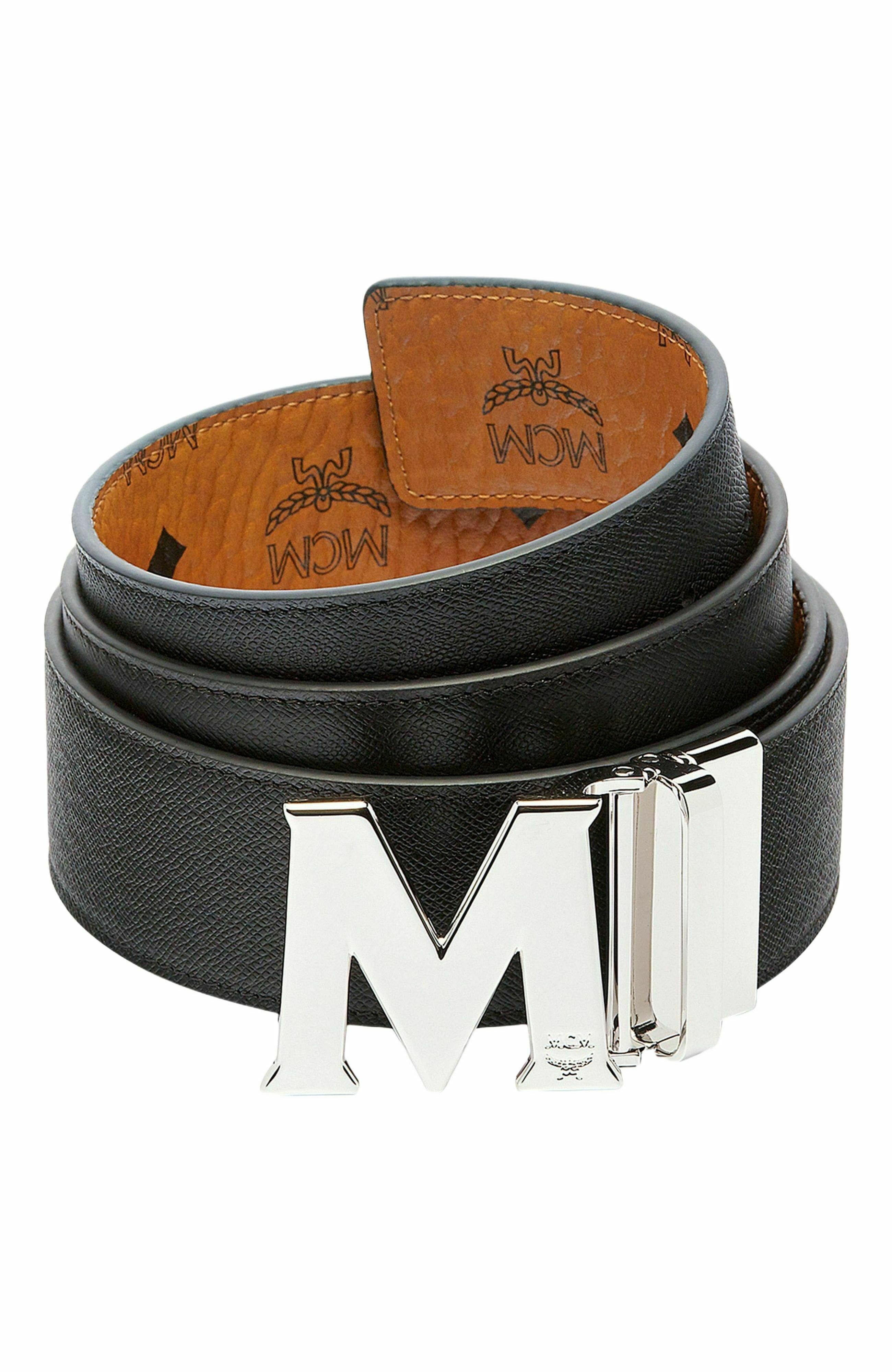 MCM Claus M Reversible Belt 1.75" in Visetos in Cognac at Nordstrom - 4