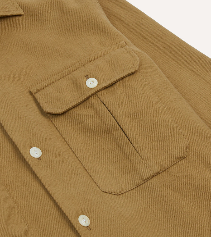 Sand Brushed Cotton Twill Two-Pocket Camp Collar Work Shirt 4