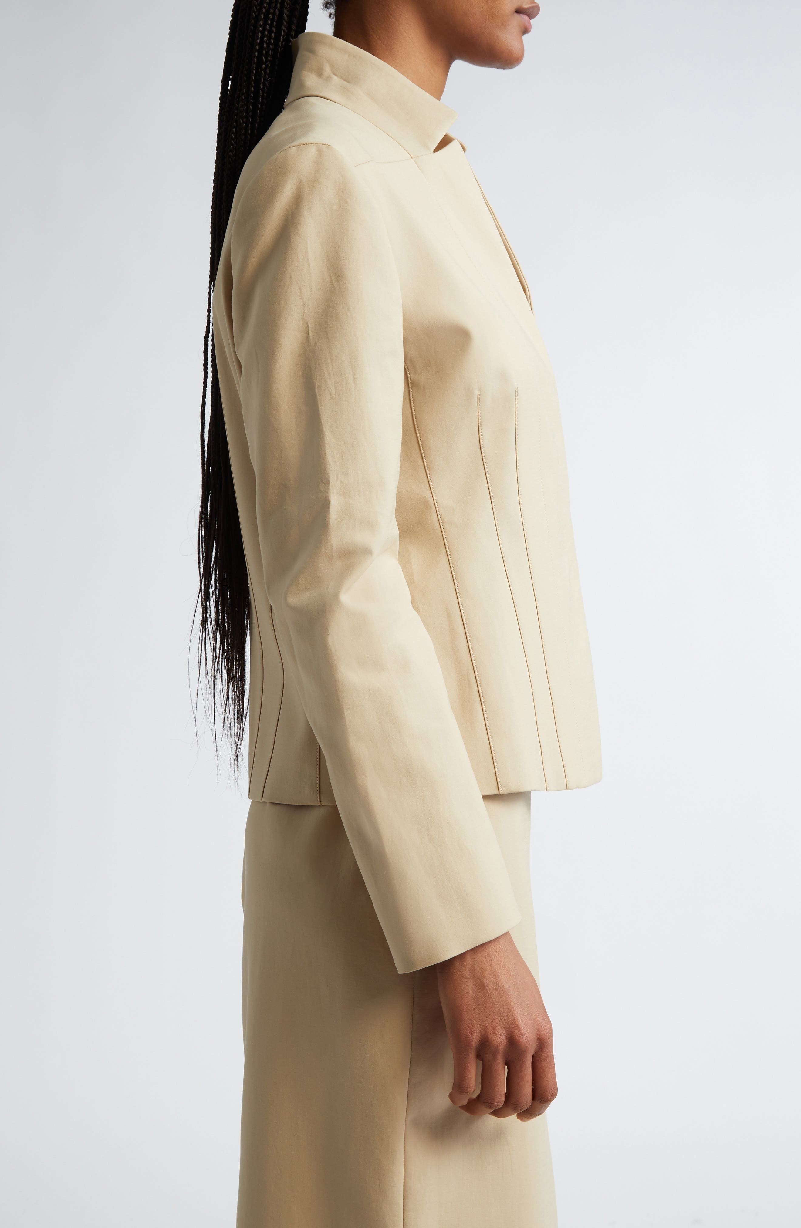 Max Mara Olindo Tailored Stretch Jacket in Ecru at Nordstrom - 4