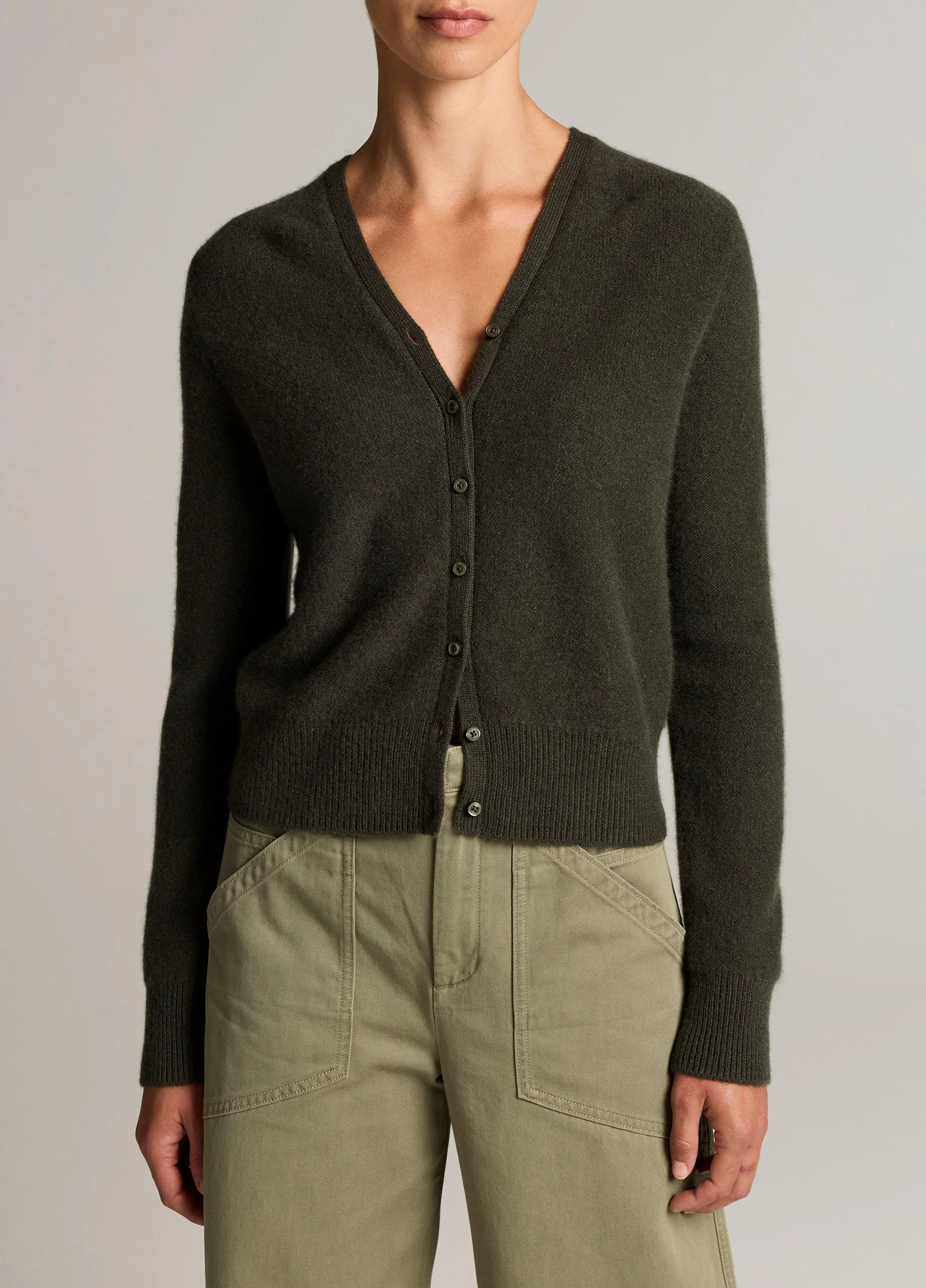 Plush Cashmere V-Neck Cardigan - 1