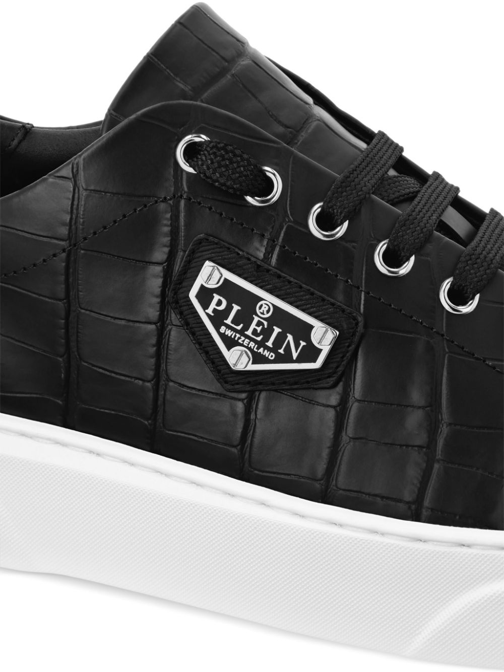 Iconic Plain-plaque croc-effect sneakers - 4