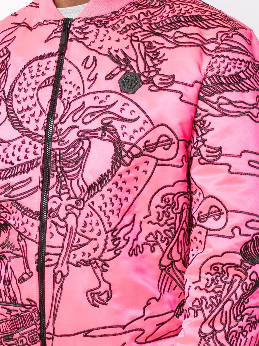 tattoo-motif embroidered bomber jacket - 5