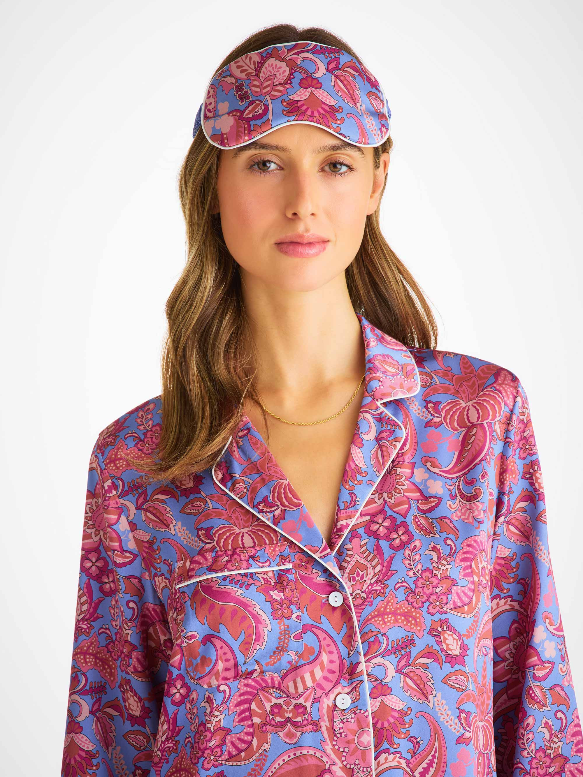 Eye Mask Silk Satin Amethyst Jungle Paisley Pattern - 3