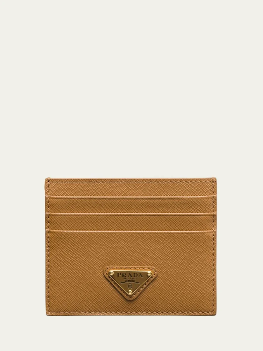 Triangle Logo Leather Card Case - 1
