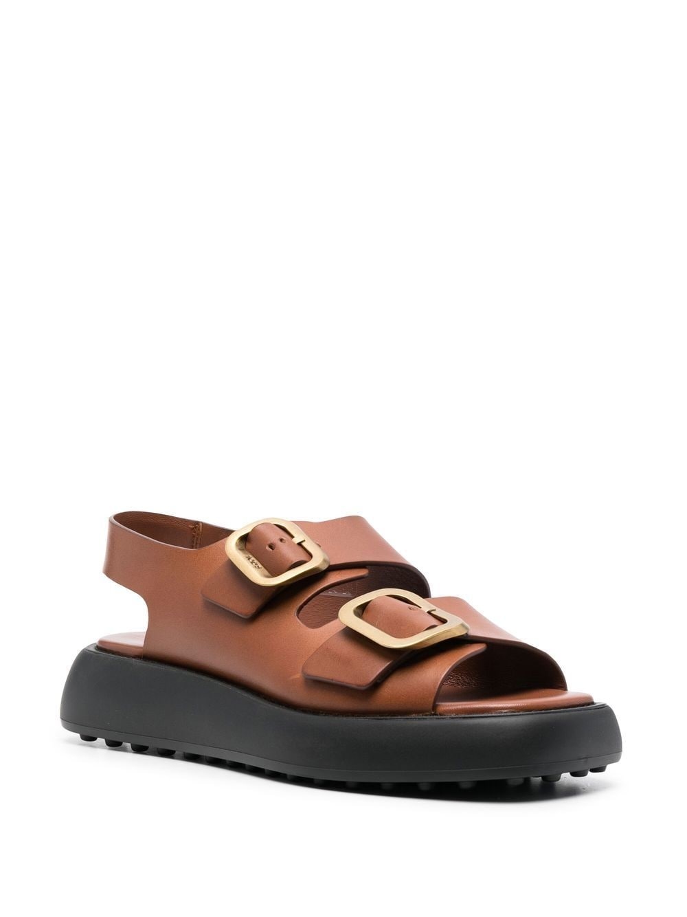double-buckle leather sandals - 2
