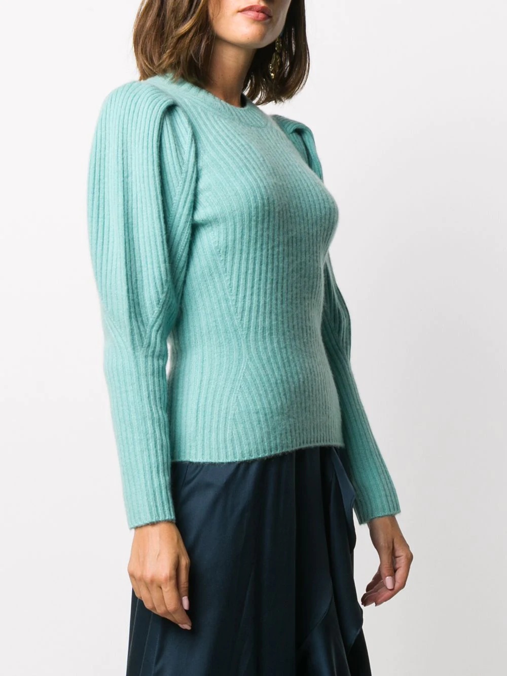 balloon sleeved knitted cashmere jumper - 3