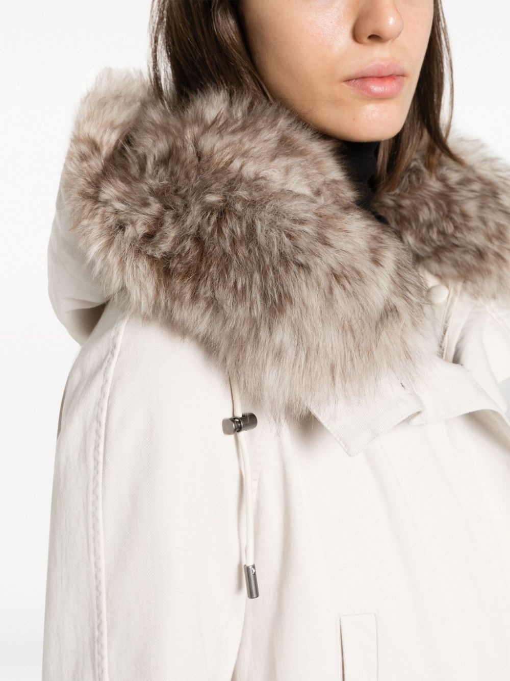 detachable-hood midi parka - 5