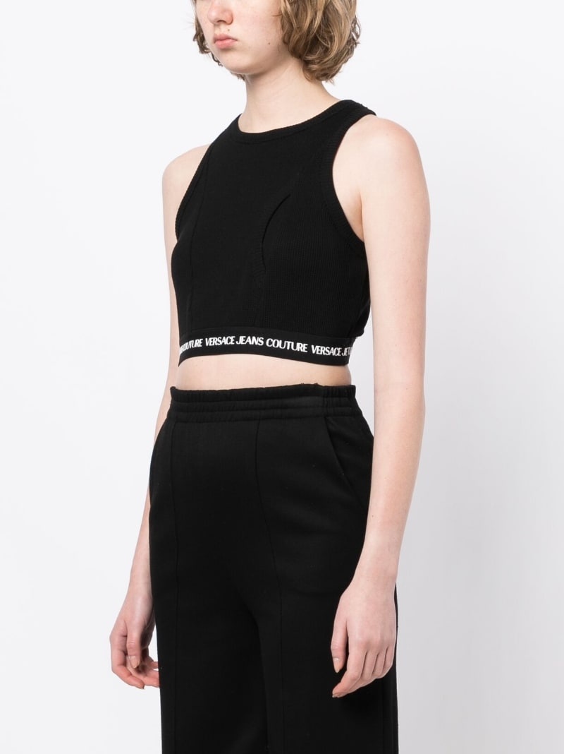 ribbed logo-underband cropped top - 4