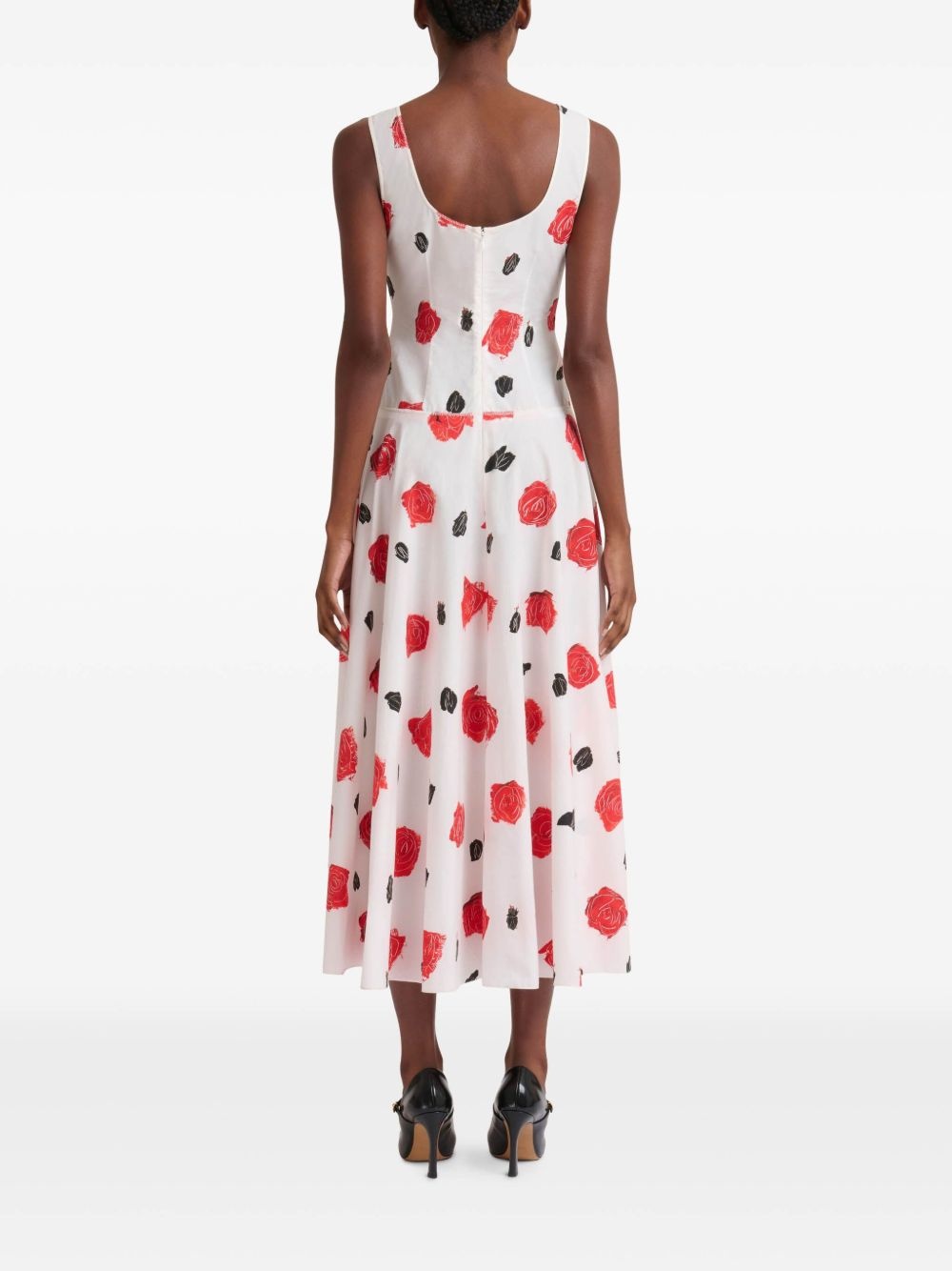 rose-print midi dress - 4