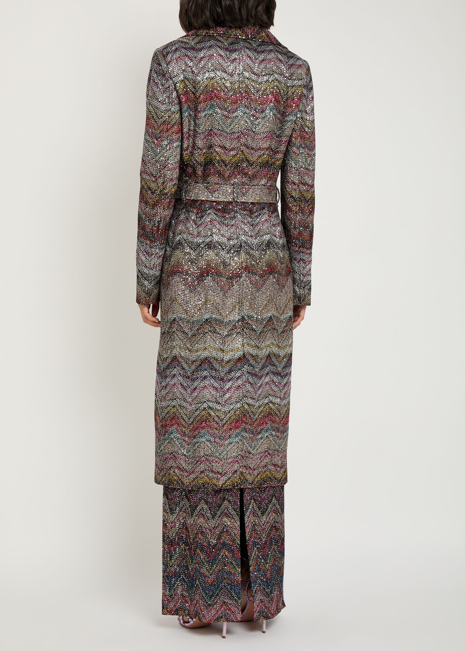 Missoni Embellished Zigzag-intarsia Trench Coat - 3
